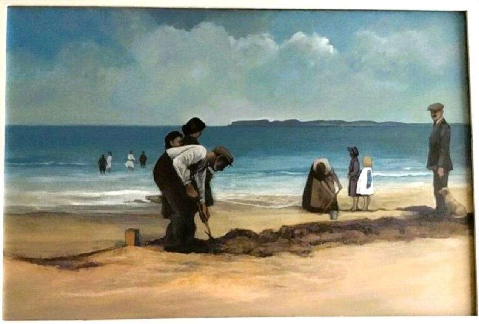 Digging for Bait (Thurso Beach) by Jackie Newton