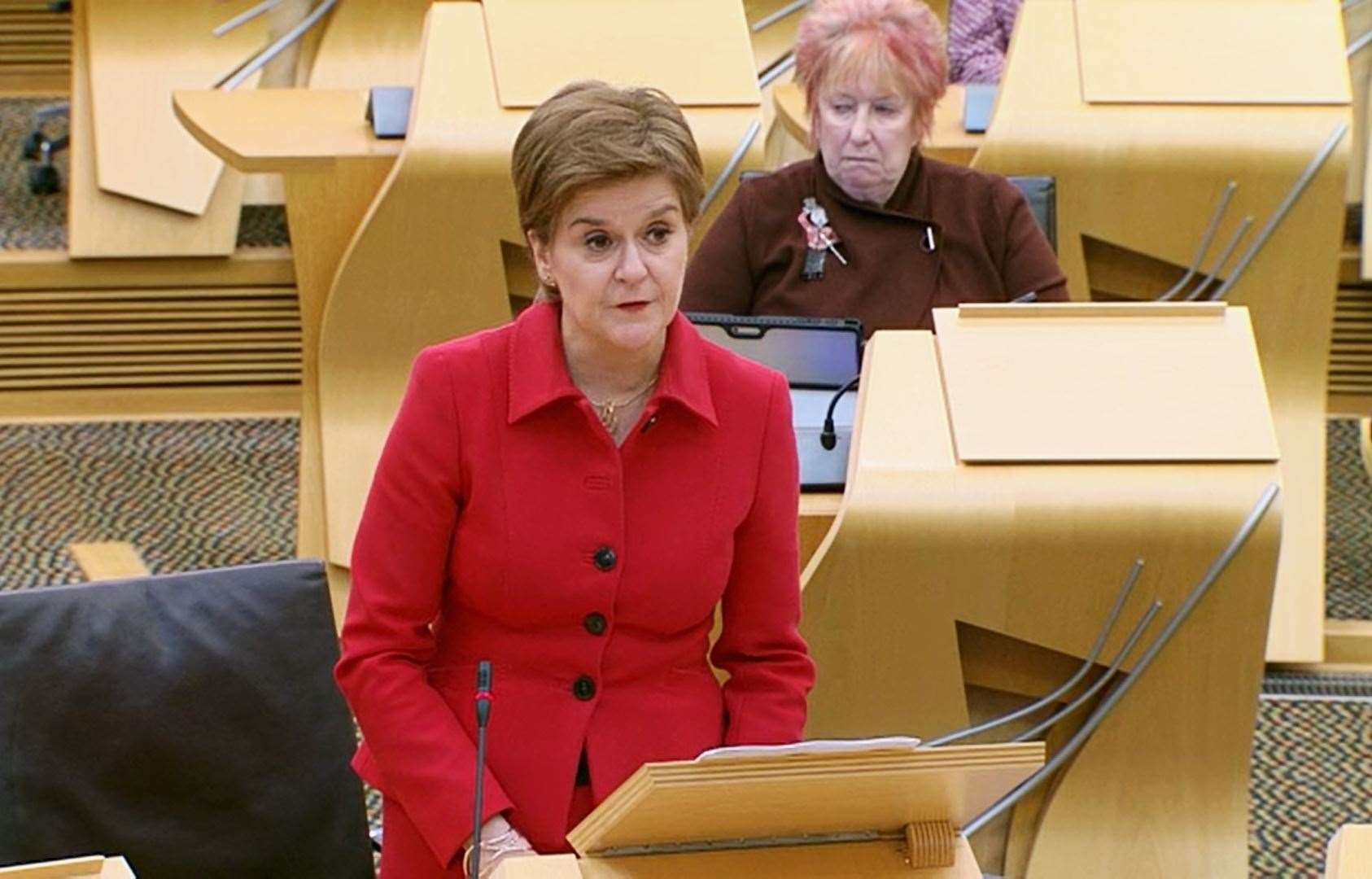 First Minister Nicola Sturgeon giving her Covid-19 update to the Scottish Parliament today.