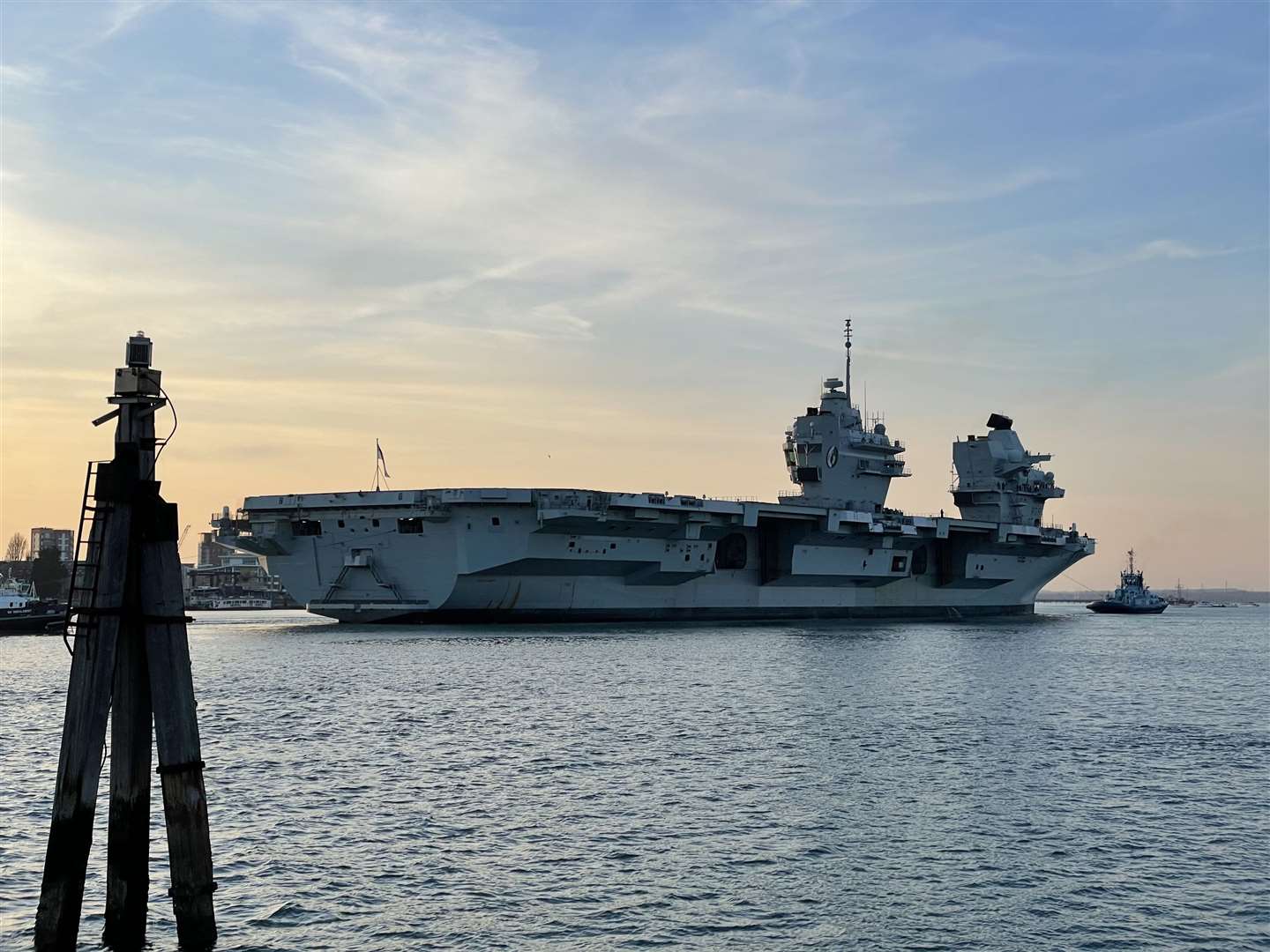 The HMS Queen Elizabeth returns to Portsmouth Naval Base last month following sea trials and a visit to western Scotland ahead of its first operational deployment (Ben Mitchell/PA)