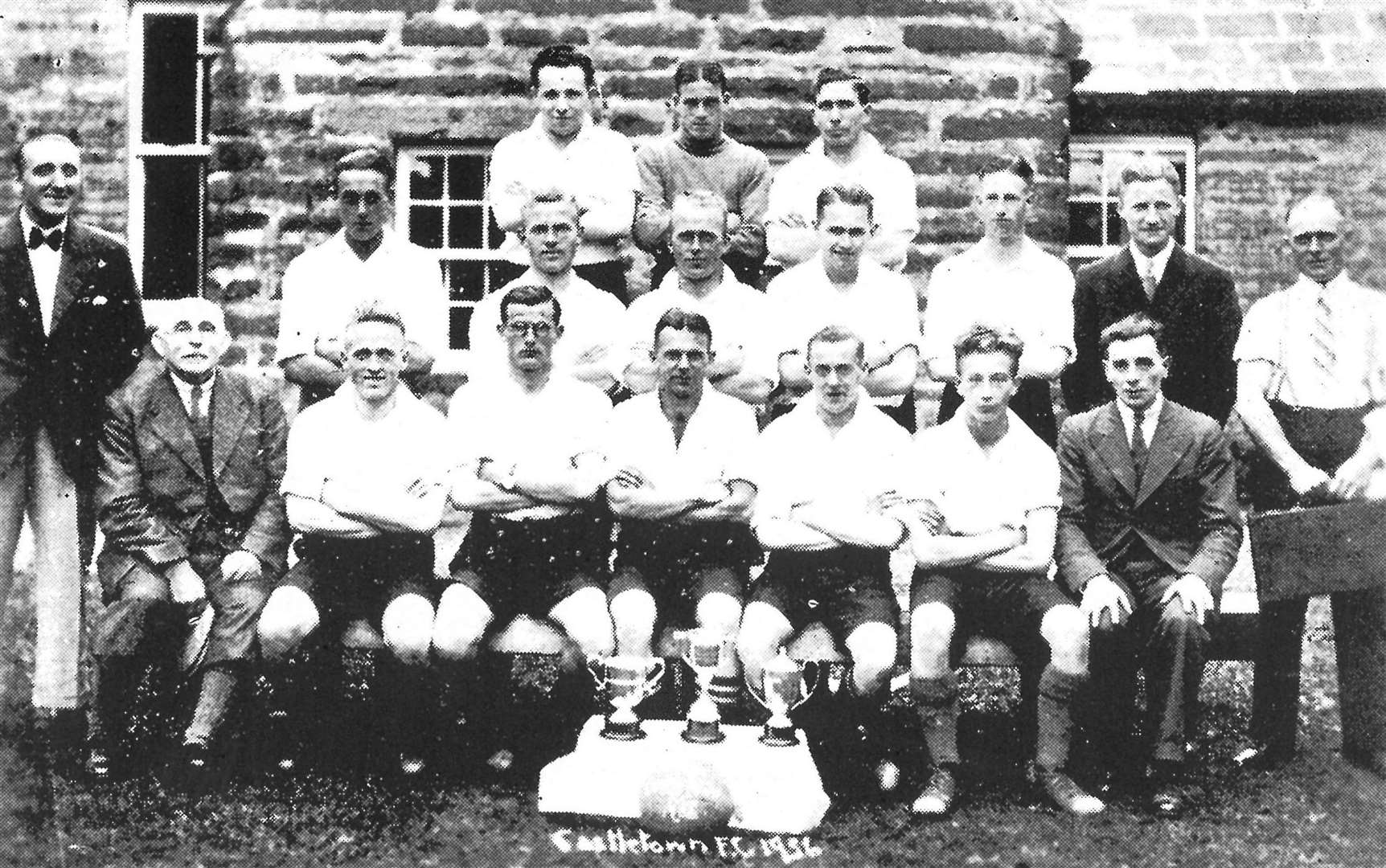 The Castletown team who were undefeated in Caithness rural competitions in 1936, winning the league and two cups.