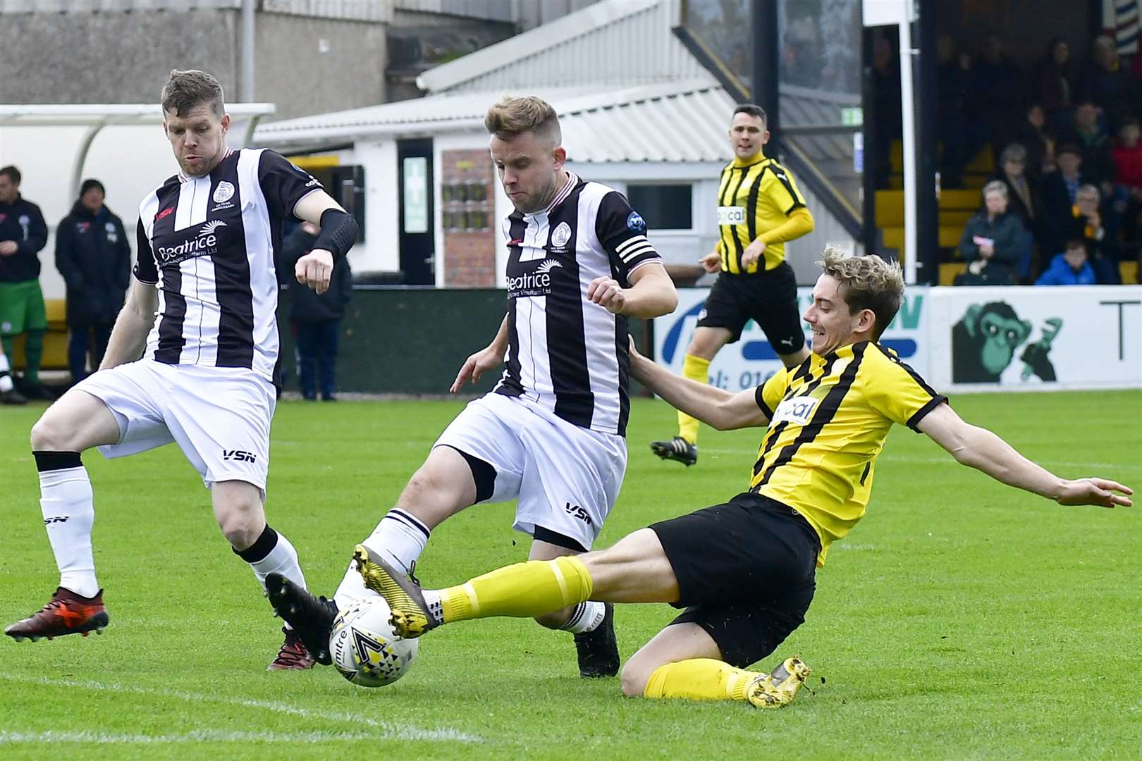 Wick Academy skipper Alan Farquhar and Nairn's Liam Shewan challenge for ball during the Scorries' 1-0 defeat at Station Park. Picture: Mel Roger