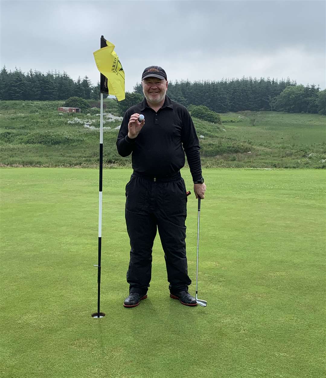 Stephen Williamson holed his six-iron tee shot at the 158-yard ninth hole during Saturday’s medal competition at Thurso.