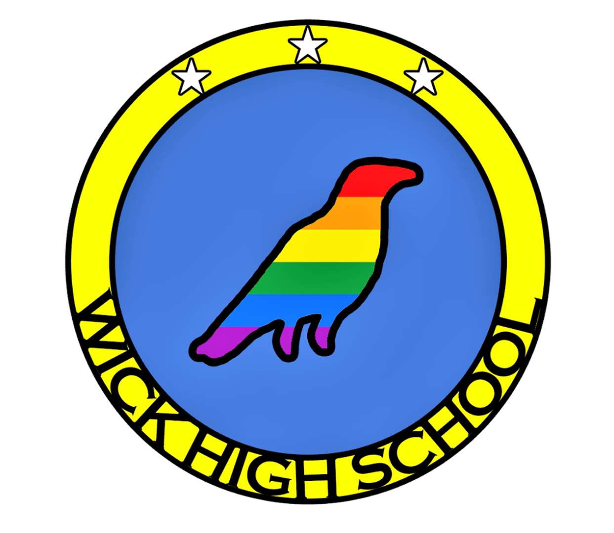 Wick High School's new rainbow logo designed by Scott Sinclair, S6.