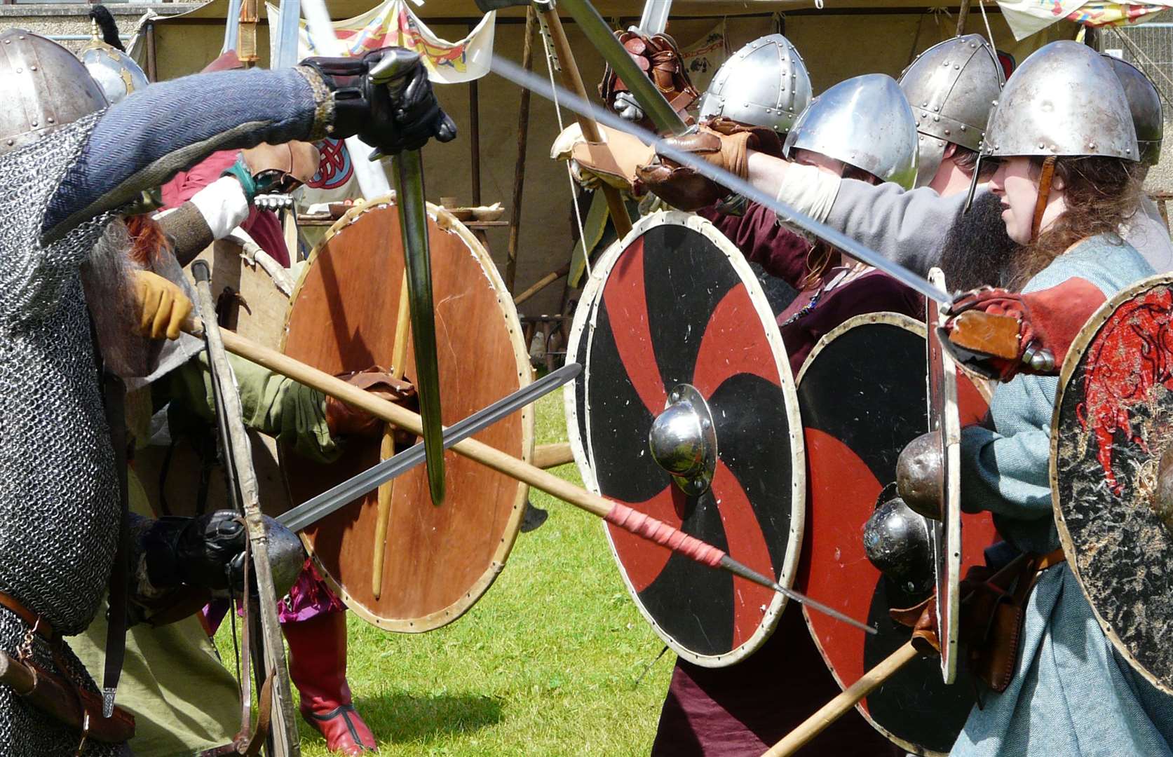 A skirmish put on in Thurso in 2016 by the re-enactment group Glasgow Vikings. Picture: Alan Hendry