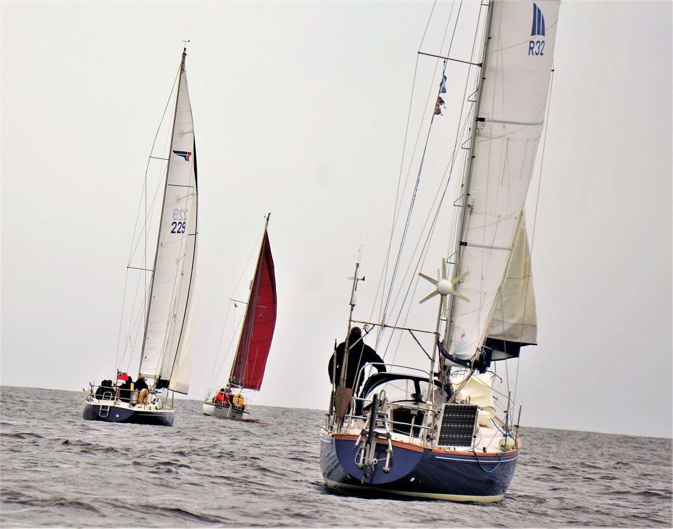 Wick Yachties head out of the bay and around the North Head. Picture: DGS