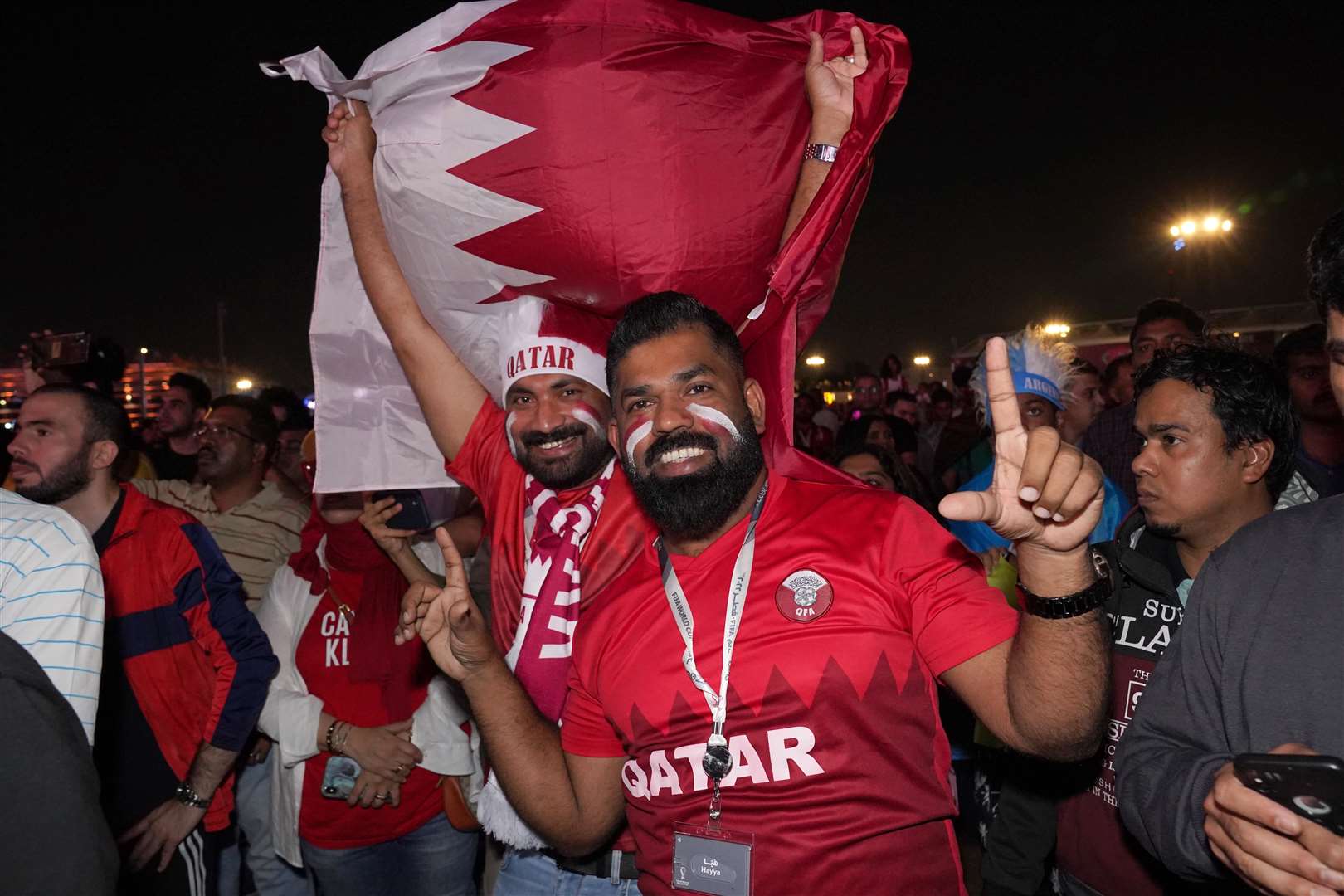 Qatar fans at the Fifa Fan Festival in Al Bidda Park in Doha, Qatar (Jonathan Brady/PA)