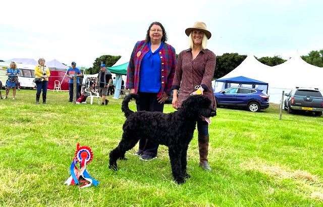 Judge Laura Swanson with Tracey Boyd whose Russian Black Terrier won Best in Show and Best Puppy in Show. Picture supplied