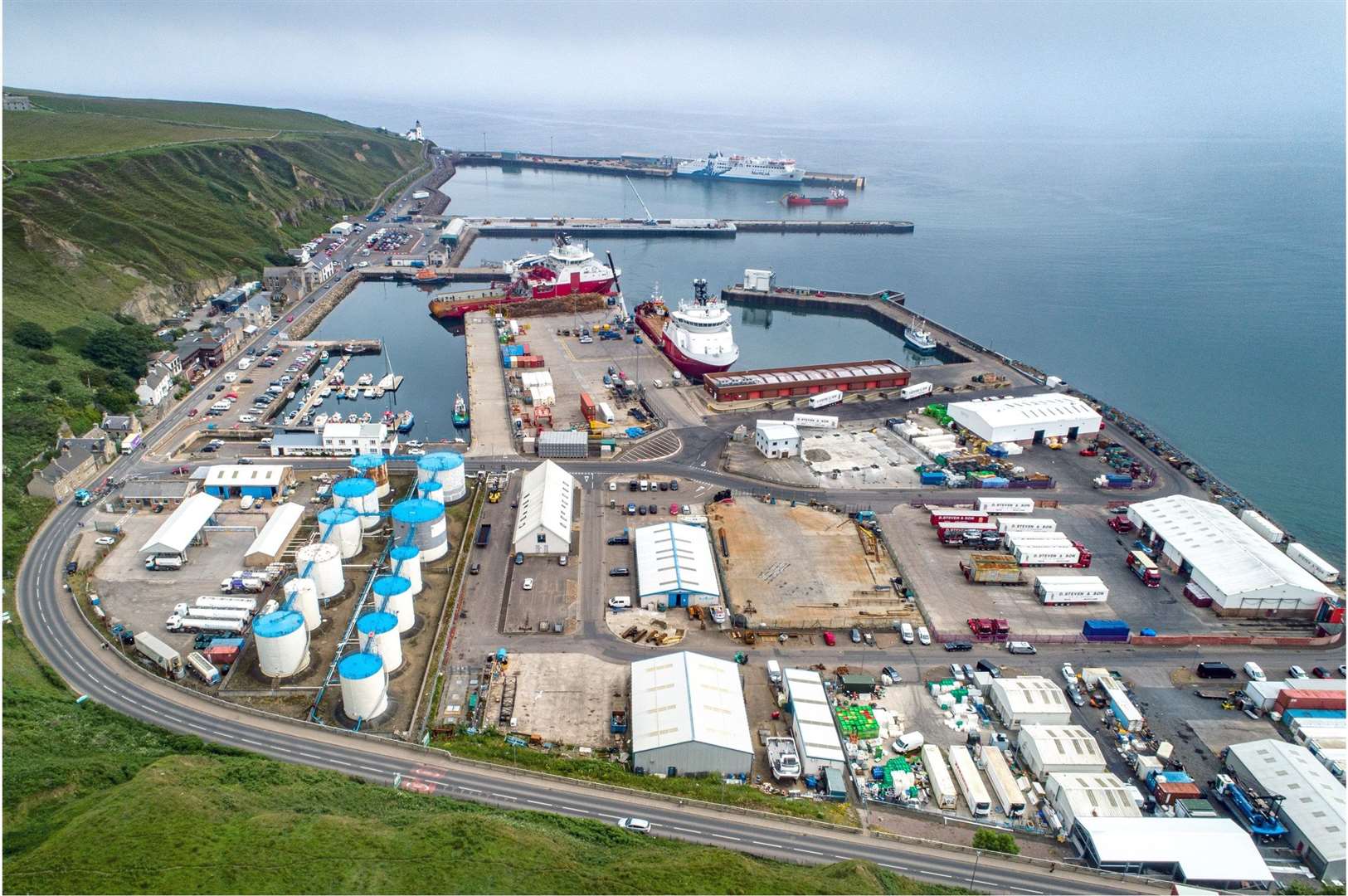 An aerial view of Scrabster Harbour.