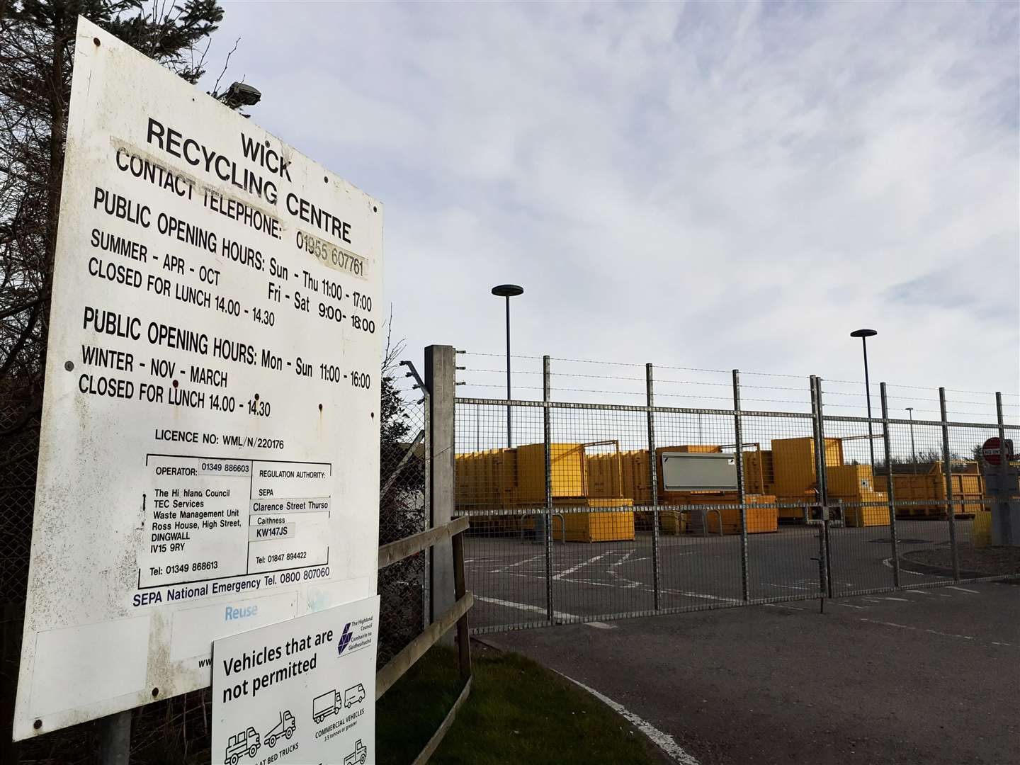 The Highland Council waste recycling centre in Wick is among those across the region that are closed temporarily.