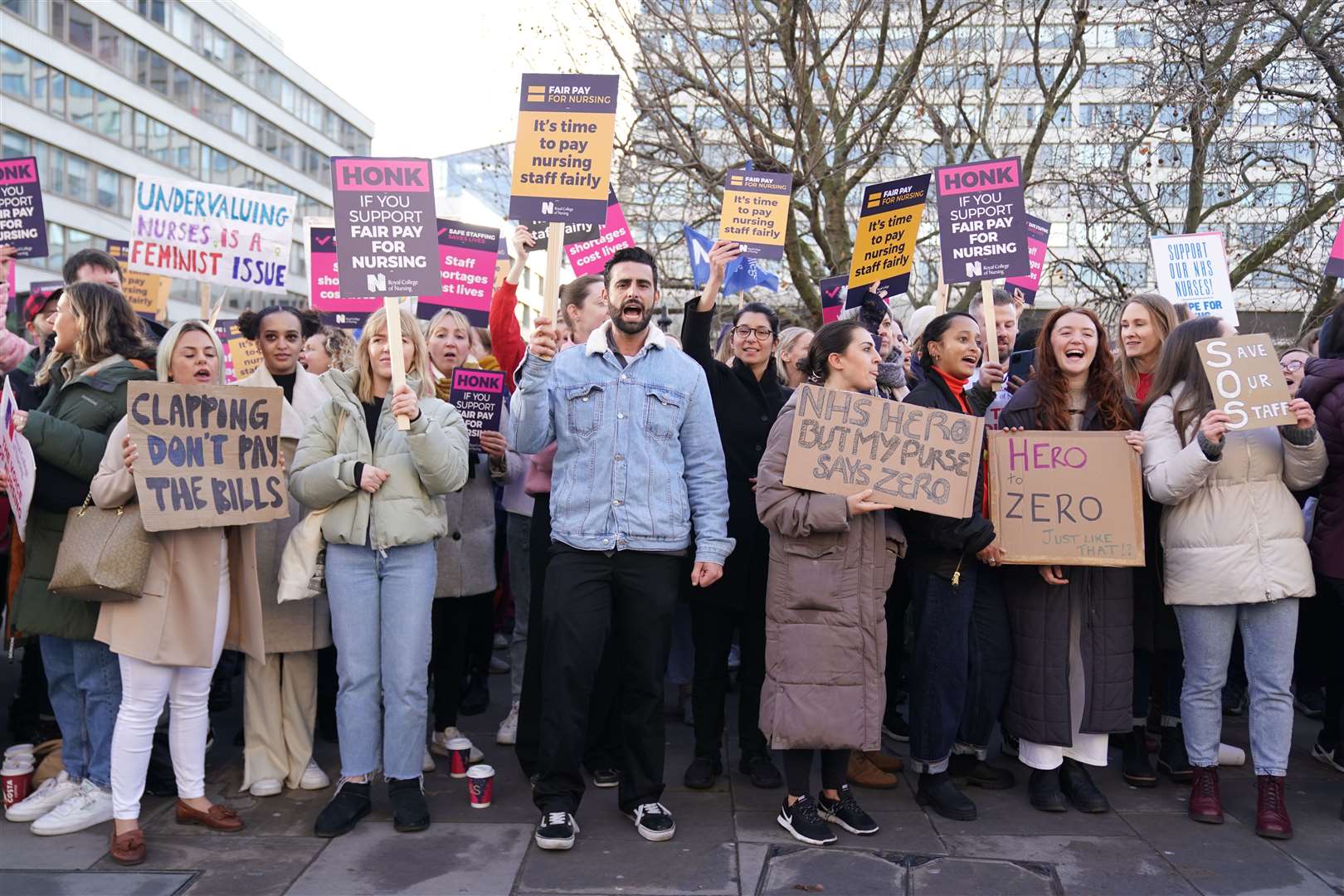 Members of the Royal College of Nursing on strike earlier this week (Kirsty O’Connor/PA)