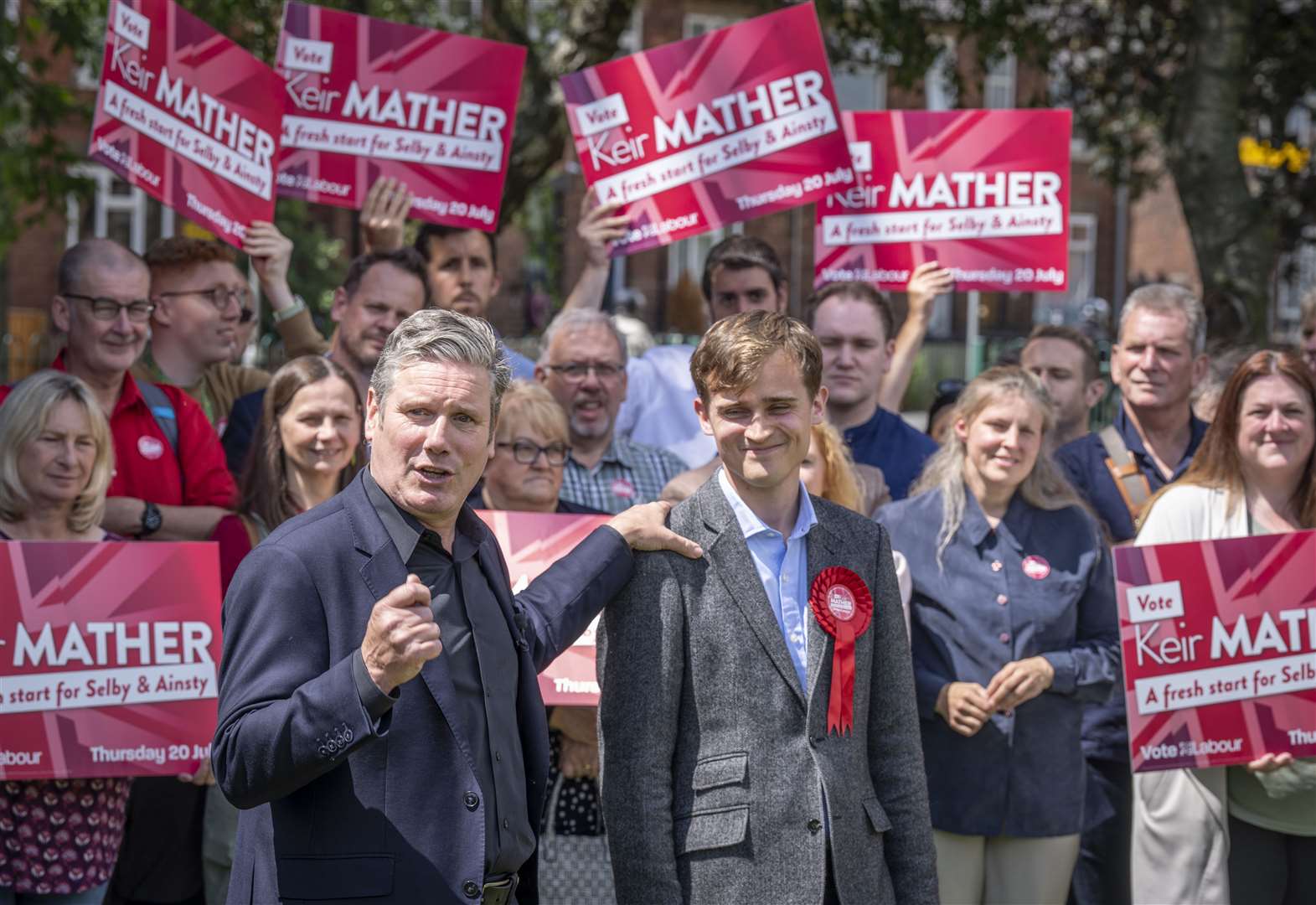 Labour leader Sir Keir Starmer (left) and Keir Mather, Labour candidate for Selby at Selby Community Centre, last month (Danny Lawson/PA)