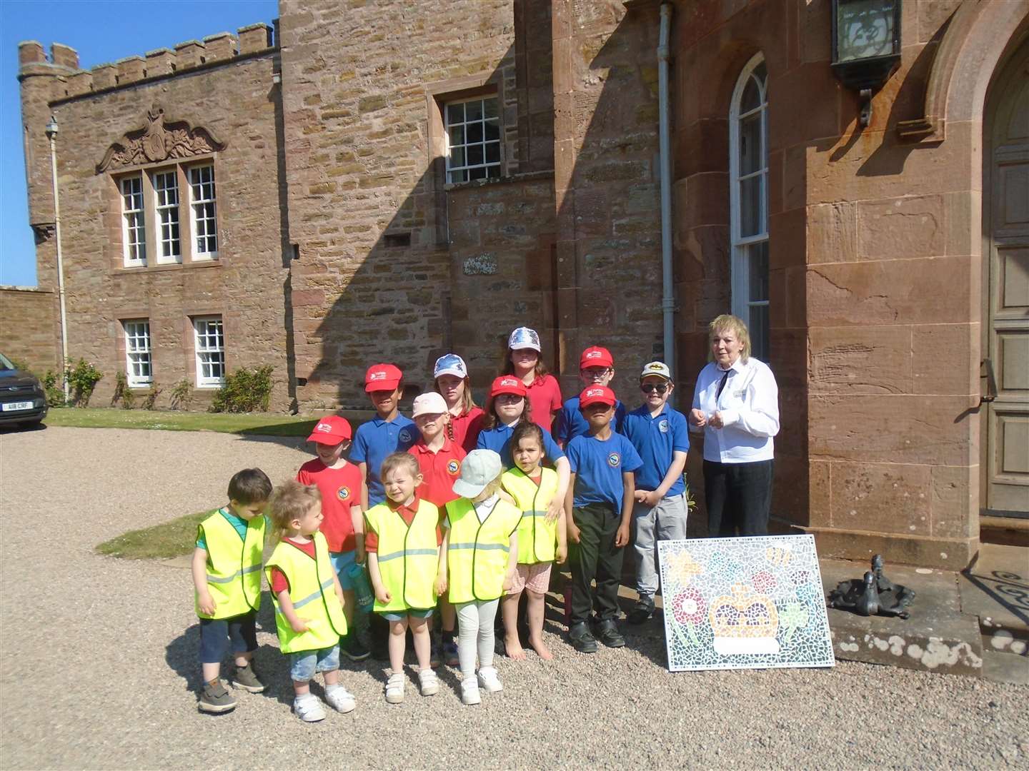 Pupils of Crossroads Primary School with Mosiac