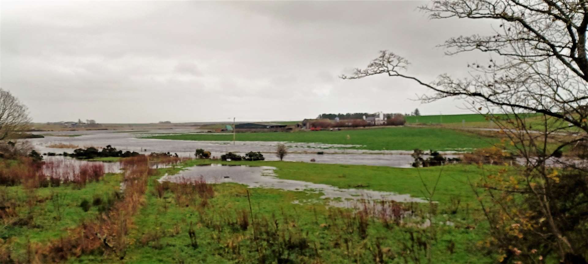 Wick River burst its banks at Watten today. Picture: DGS