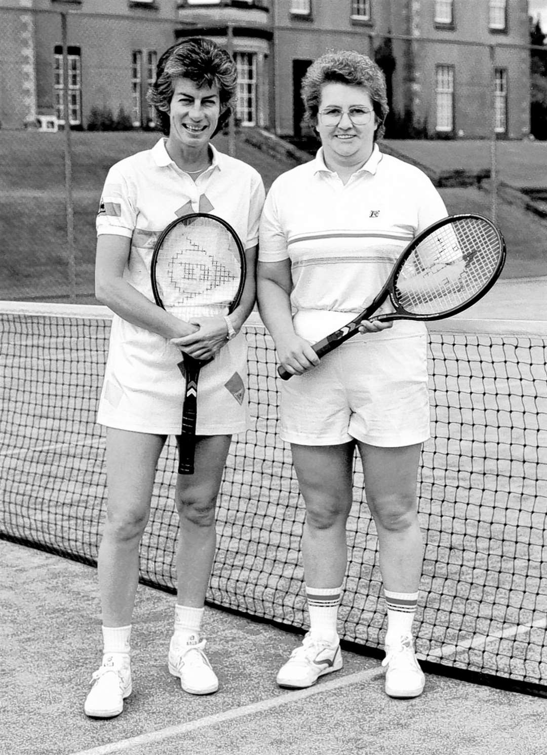 The late Anne Dunnett, former Lord-Lieutenant, with Virginia Wade (left) at a tennis coaching session at Gleneagles in 1987. This was 10 years after Virginia had won the ladies’ singles title at Wimbledon.