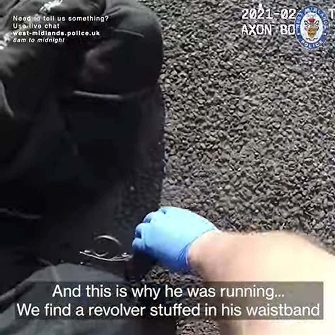 Footage from body-worn cameras of the chase and capture of Johniel Barrett (West Midlands Police/PA)