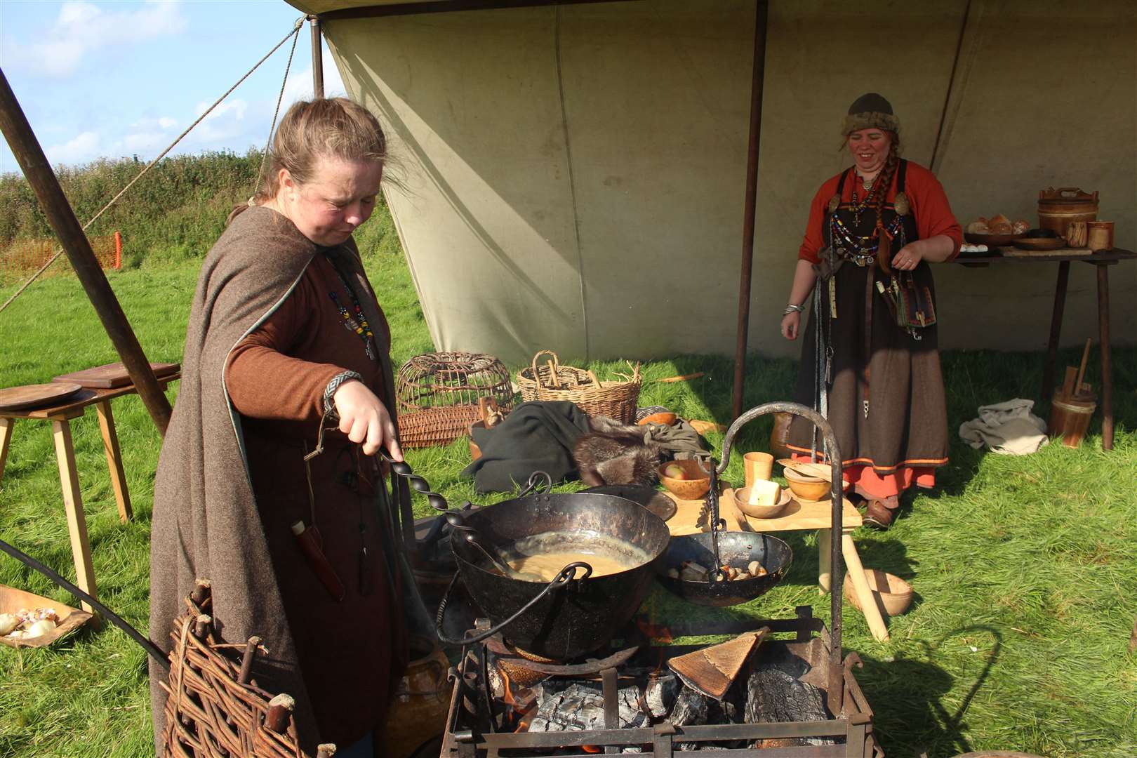 Cooking in progress at Glasgow Vikings' encampment at John O'Groats in 2019. Picture: Alan Hendry