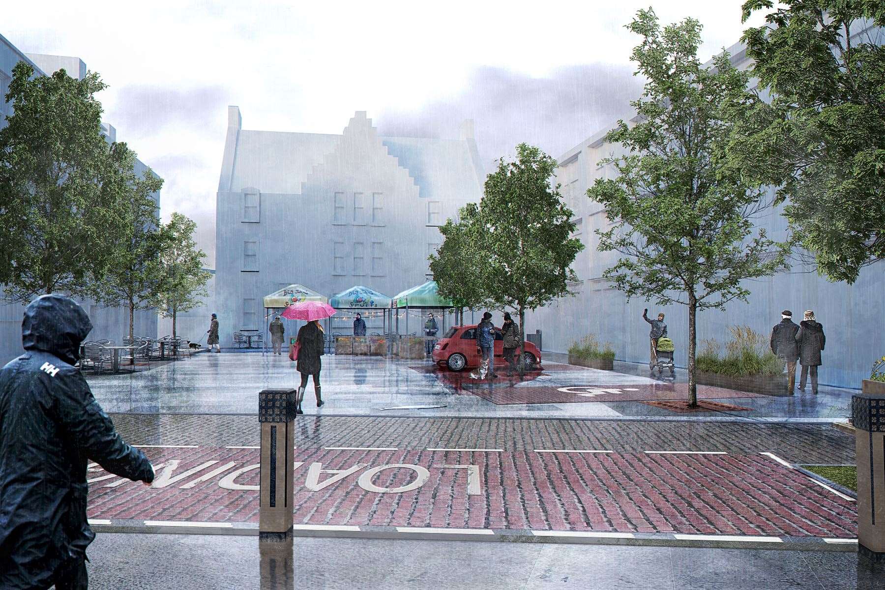 A visualisation showing Market Square, part of the series of Wick street design ideas. Image: Sustrans Scotland.