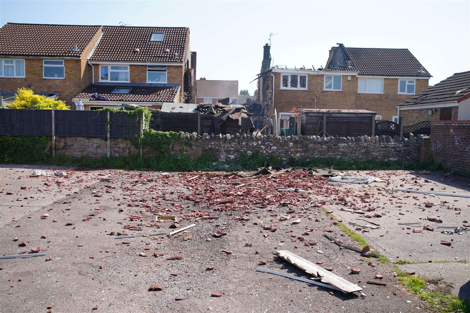The scene on Lancaster Road in Yate near Bristol (Ben Birchall/PA Wire)