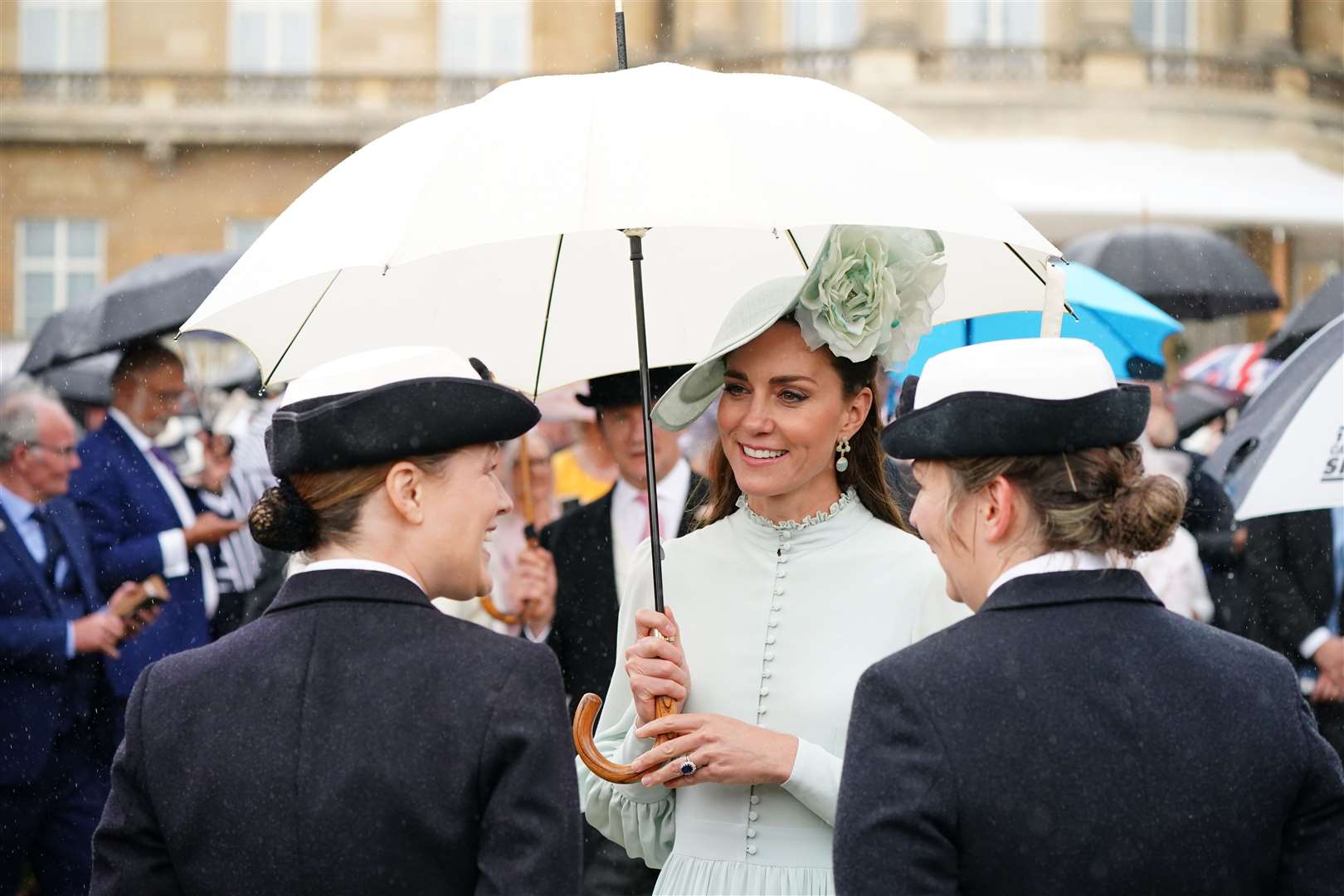 Kate meets guests during the garden party (Dominic Lipinski/PA)