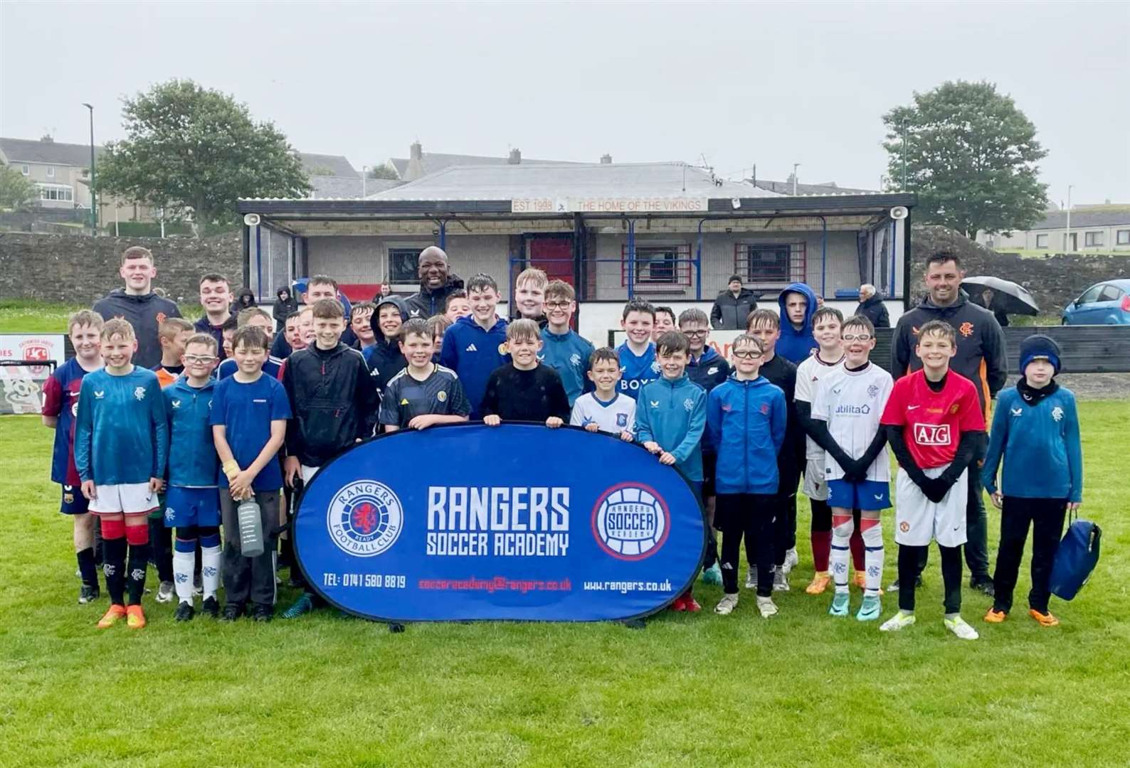 The 10-16 section who took part in two days of coaching in Thurso with Rangers Soccer Academy.