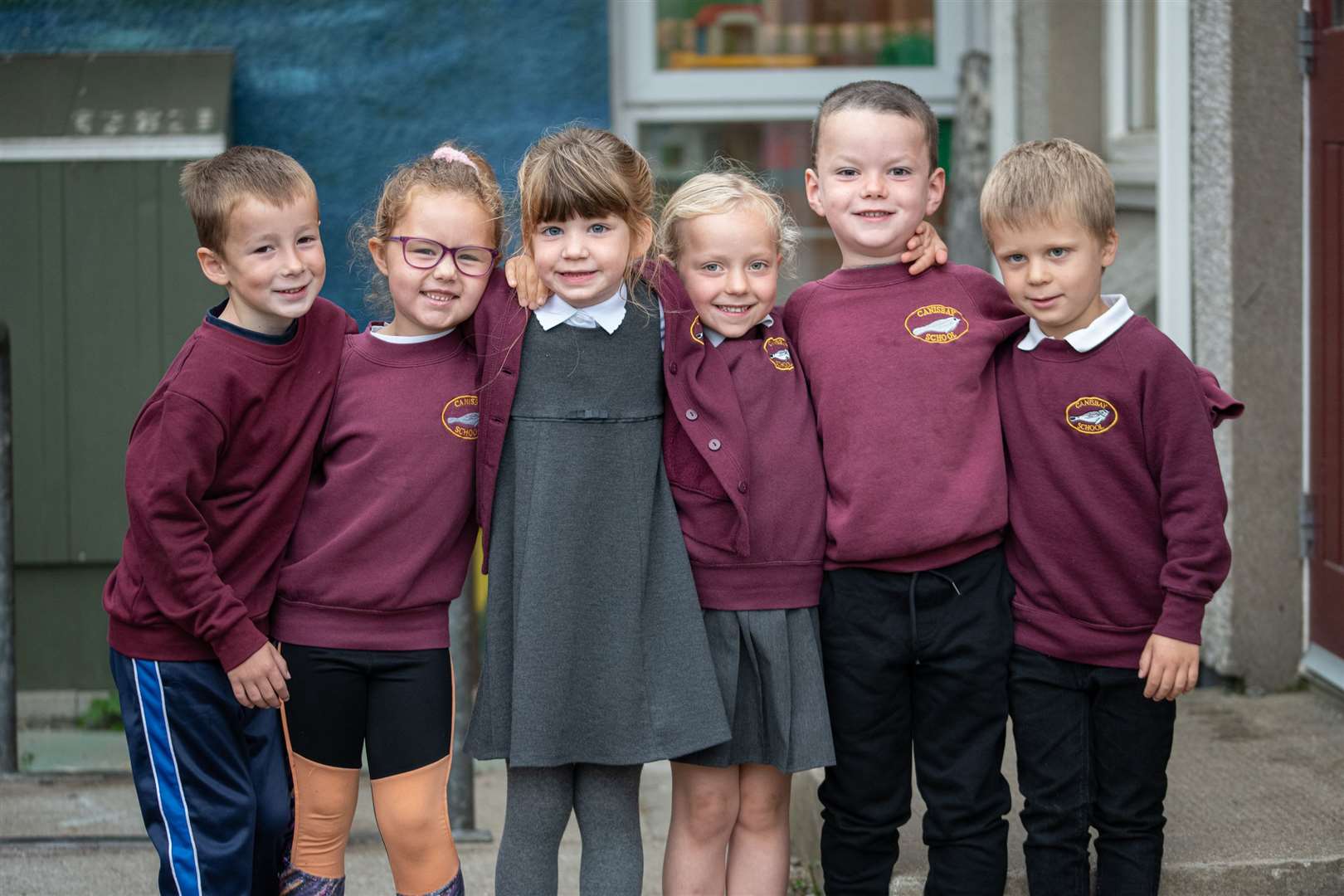 Canisbay Primary School's new P1s (from left) Will Rosie, Sophie Manson, Darci Tait, Alaina Sinclair, Mason Harper and Findlay Coghill. Picture: Susie Mackenzie/SDM Photography