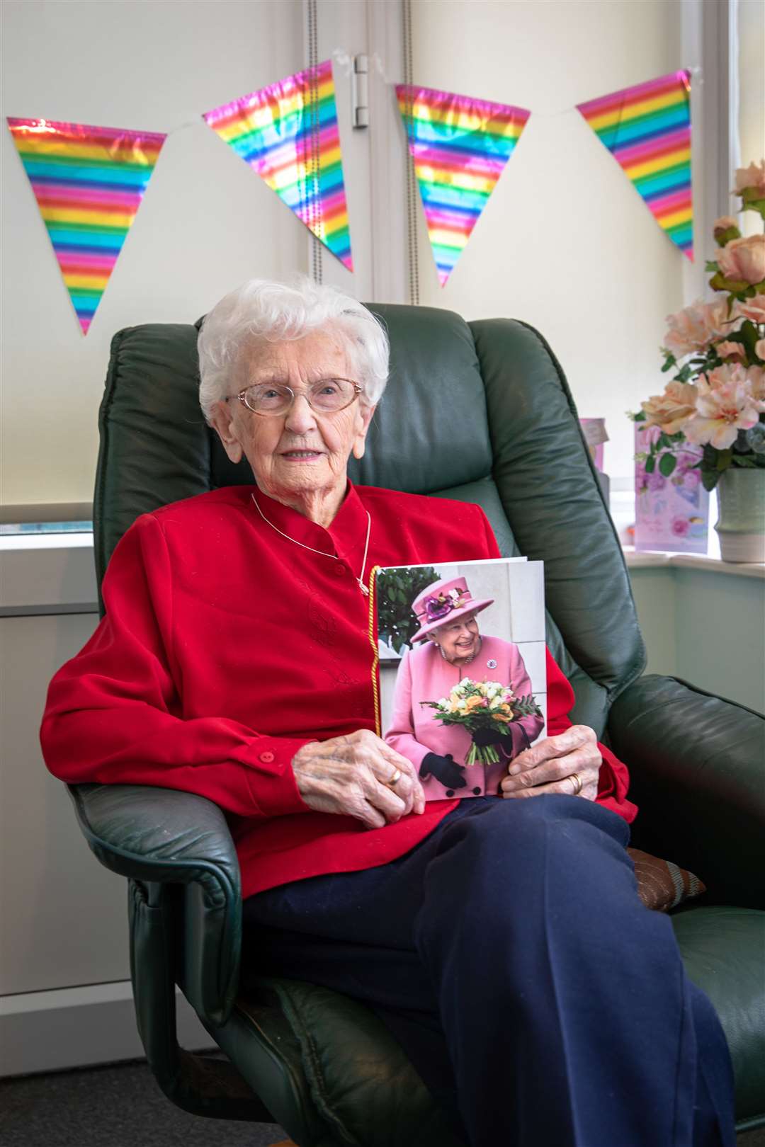 Jean Robertson with her special birthday card from the Queen.