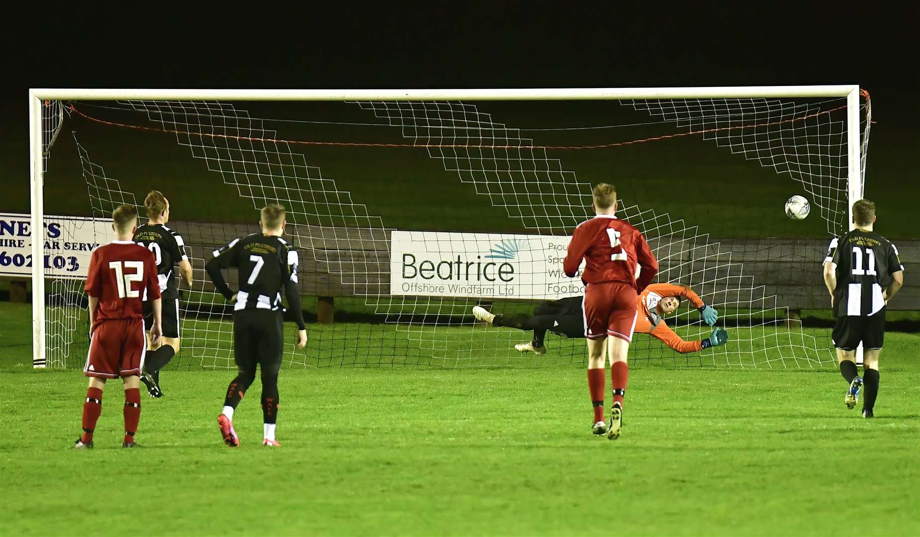 Wick Academy's Richard Macadie opens the scoring from the penalty spot after Alan Farquhar had been fouled in the box. Picture: Mel Roger