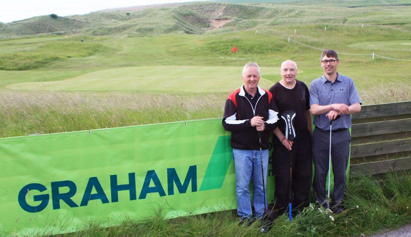 Competitors from the Donald Campbell Open sponsored by Graham Construction – (from left) Leslie Malcolm, Ian Farquhar and Gavin Gunn.