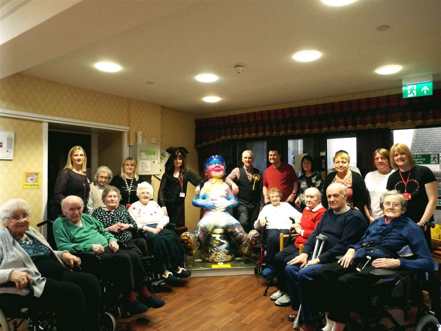 Staff and residents of Pulteney House care home in Wick had a special visitor over the festive period with Oor Nevis popping in. Picture: Margaret Fox
