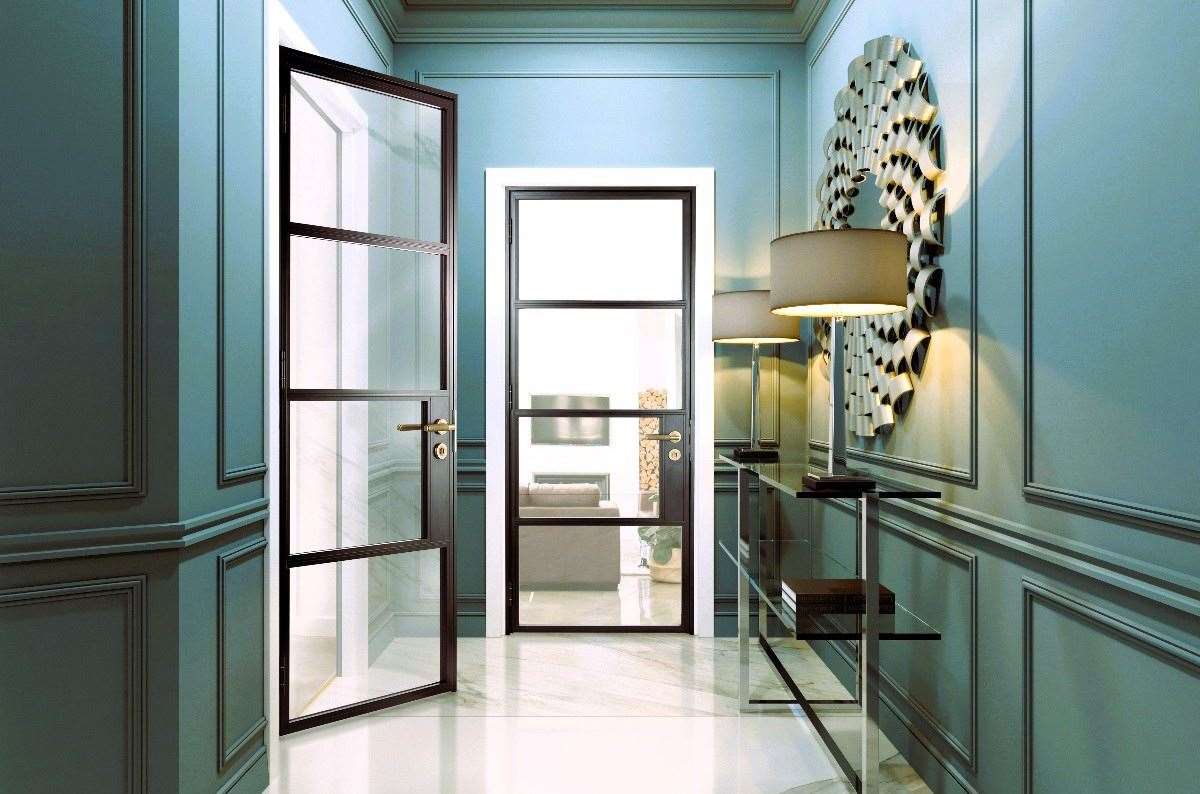 Render example of aluminium internal doors. Picture supplied