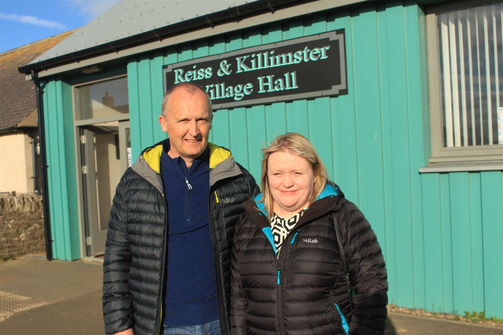 Phil and Linda Falconer outside Reiss hall before Dr Bruce Tocher's talk about Operation Freshman.