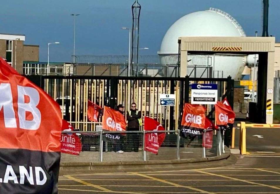 GMB members on the picket line at Dounreay in May.