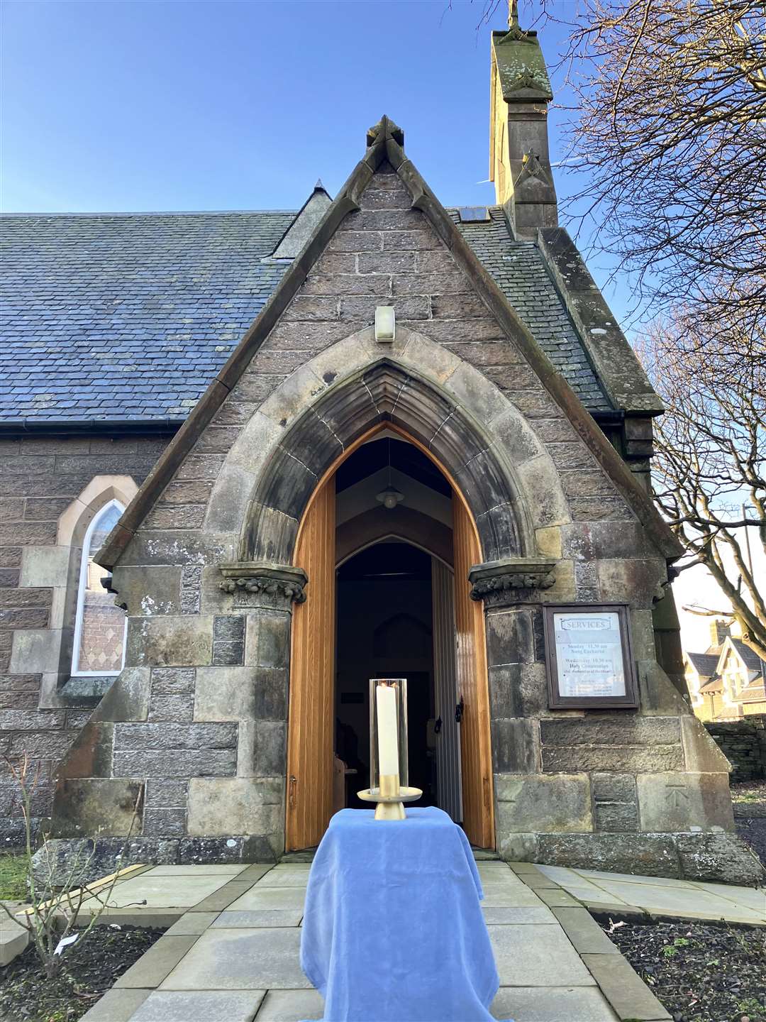 The candle outside St John’s Episcopal Church in Wick.