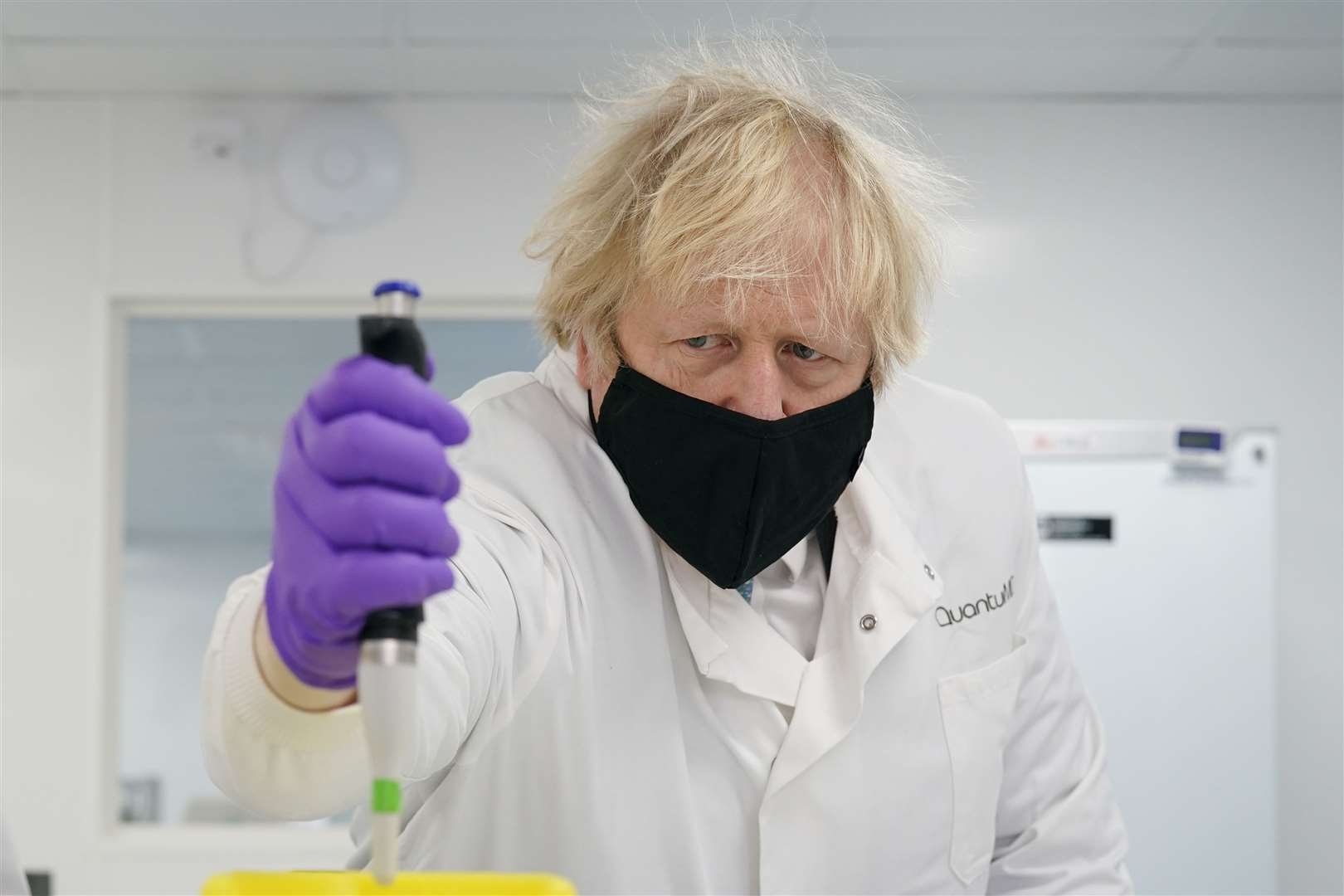 Boris Johnson visits the QuantuMDx Biotechnology company in Newcastle on Saturday (Ian Forsyth/PA)