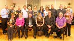 Thurso Golf Club’s prizewinners pictured at their dinner-dance. The front row features ladies’ captain Moira McBeath, men’s captain Ali Simpson and Reay Golf Club captain Murray McGlasson and their partners.