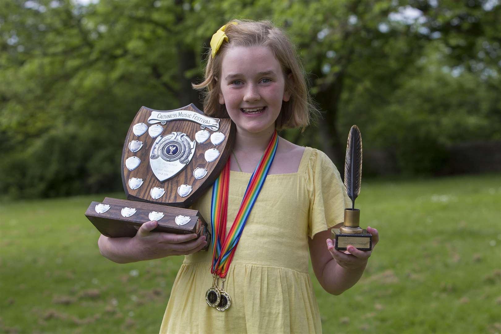 Martha Potts won the Simon Lamb Quill for original poem, P1-7, and the Mrs Boyd Shield for storytelling, P5-7. Picture: Robert MacDonald / Northern Studios