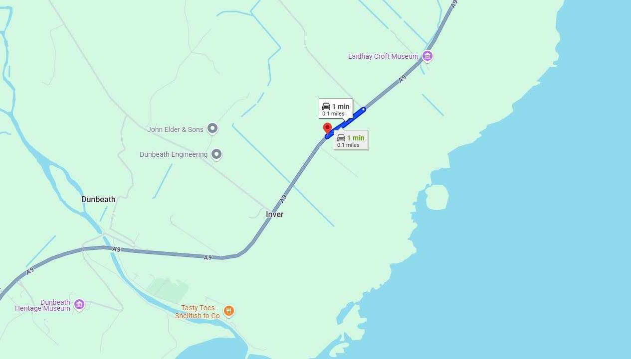 The 200-metre stretch where the work will take place is just north of Dunbeath. Picture: Google