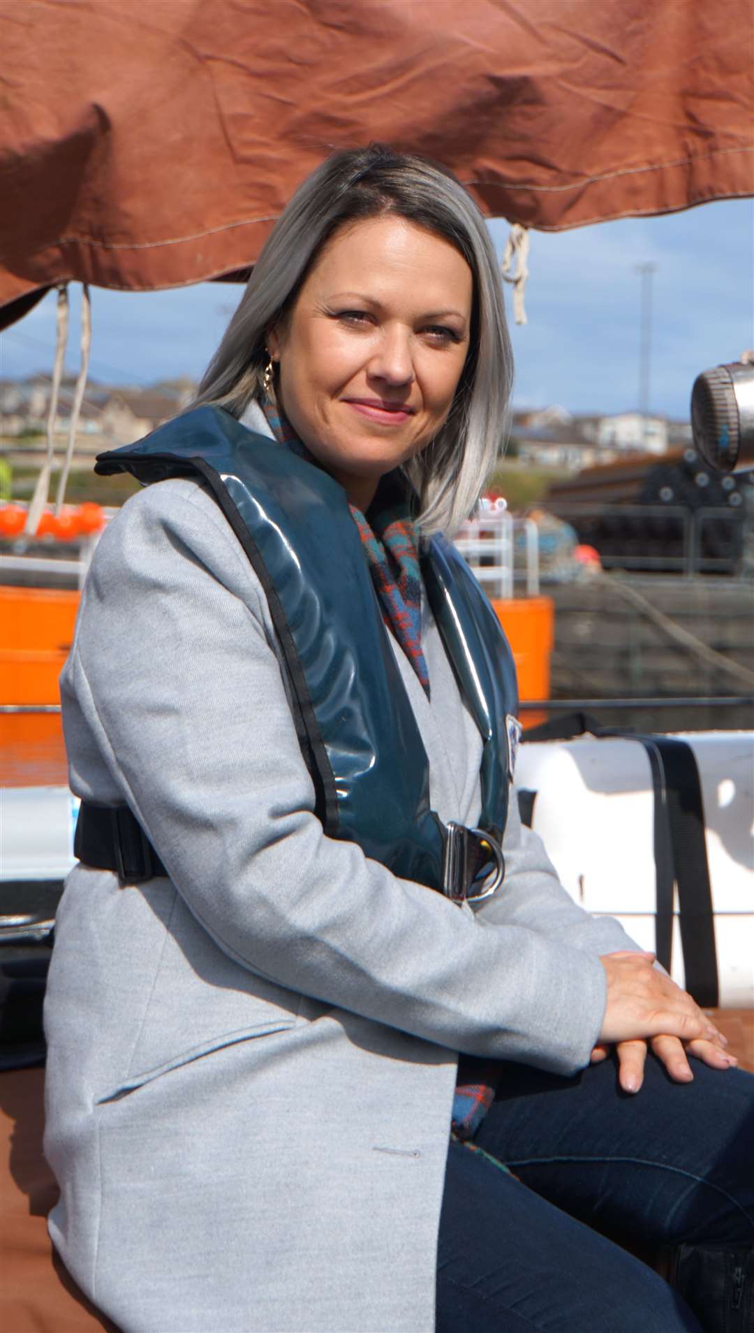 Gail Ross pictured during last year's Black Saturday flotilla commemoration in Wick Bay. Picture: DGS