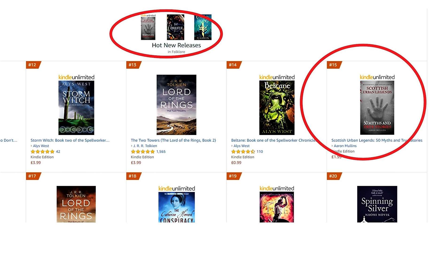 A screenshot showing how Dr Mullins' book has risen in the Amazon list of bestsellers.