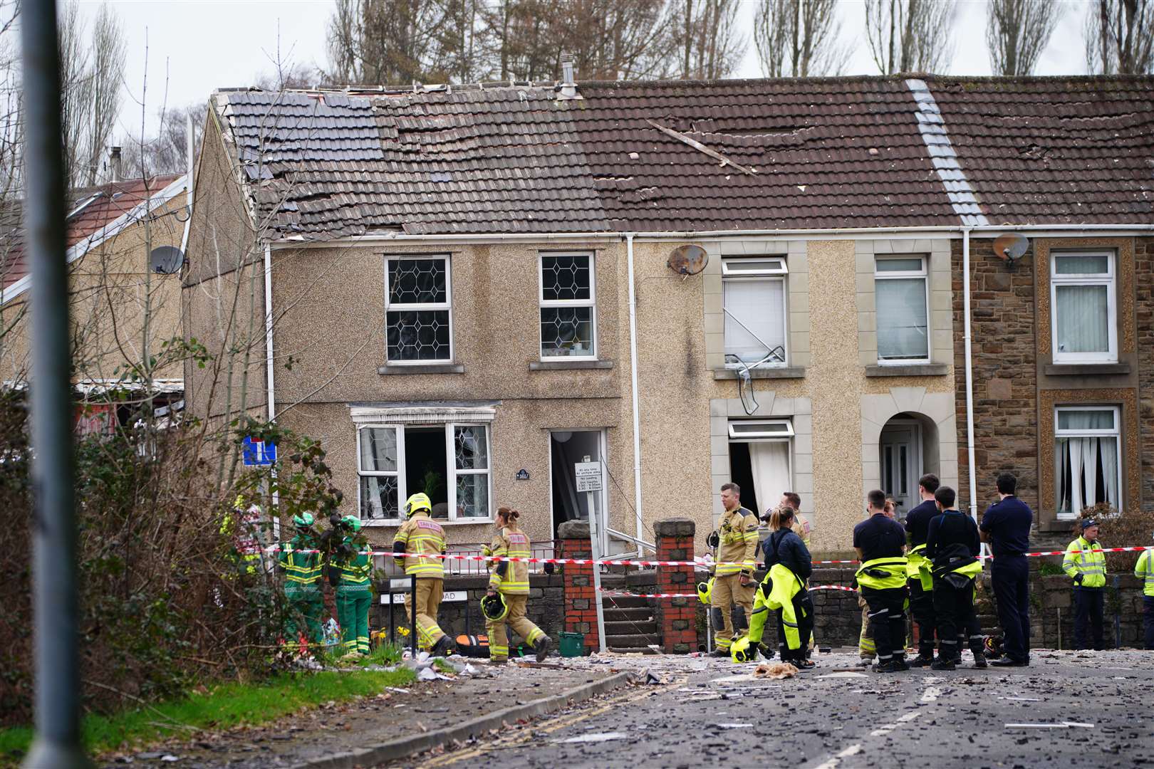 Emergency personnel at the scene in Morriston, Swansea (Ben Birchall/PA)