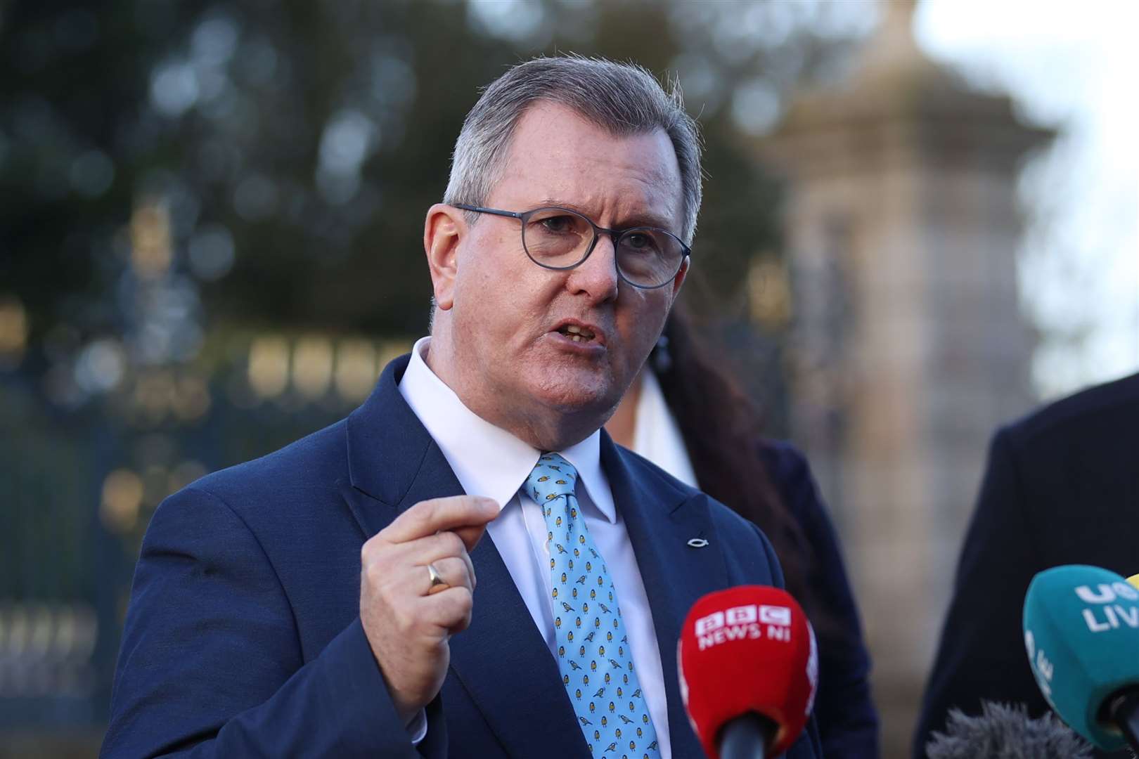 DUP leader Sir Jeffrey Donaldson accused the Irish government of ‘double standards’ (Liam McBurney/PA)
