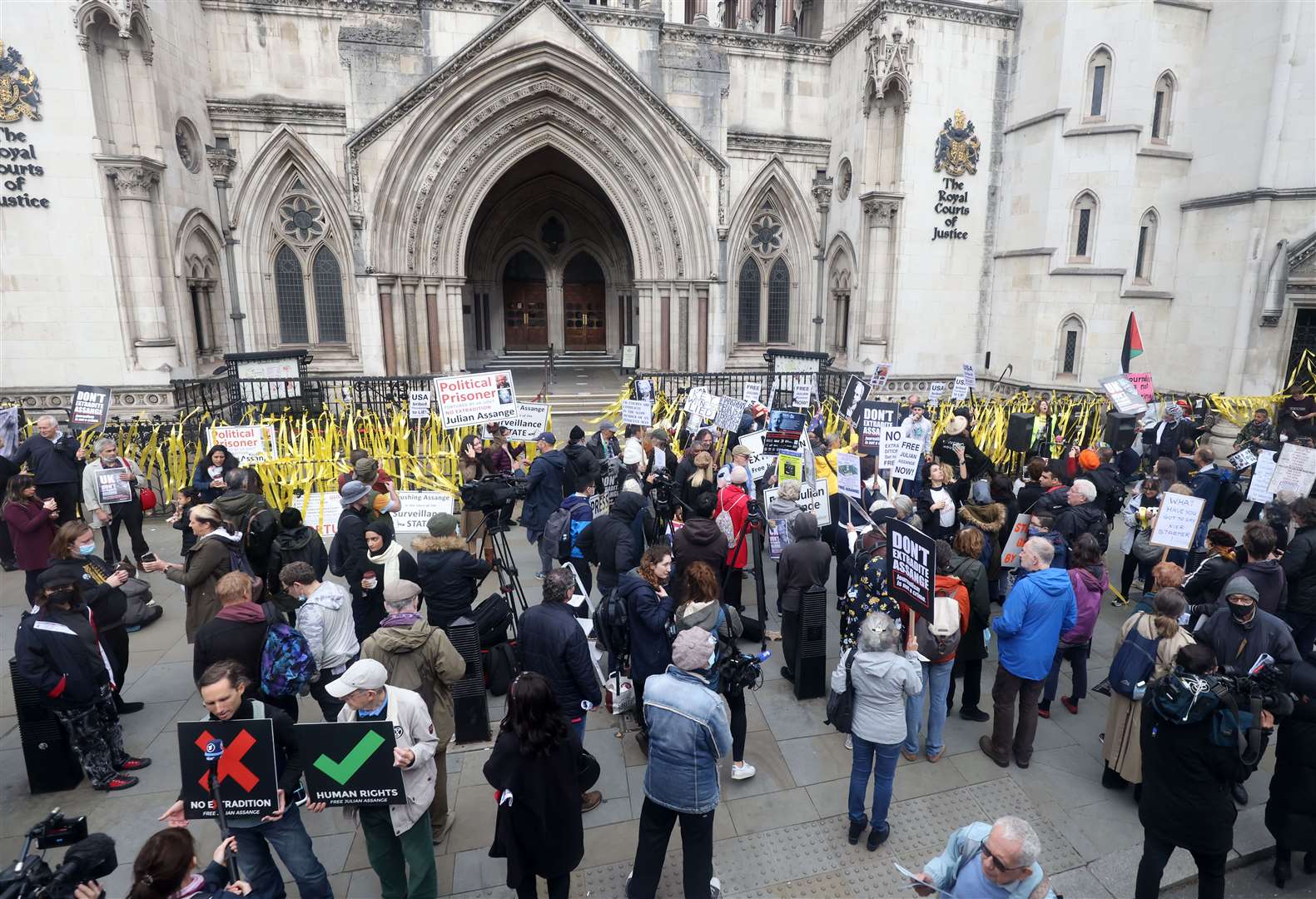Protestors outside the High Court in London (James Manning/PA)