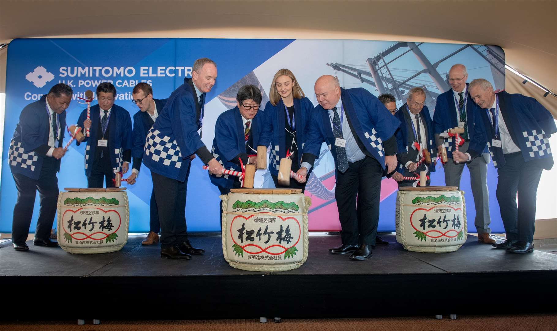 A sake barrel breaking ceremony took place to round off the morning. Picture: Callum Mackay.