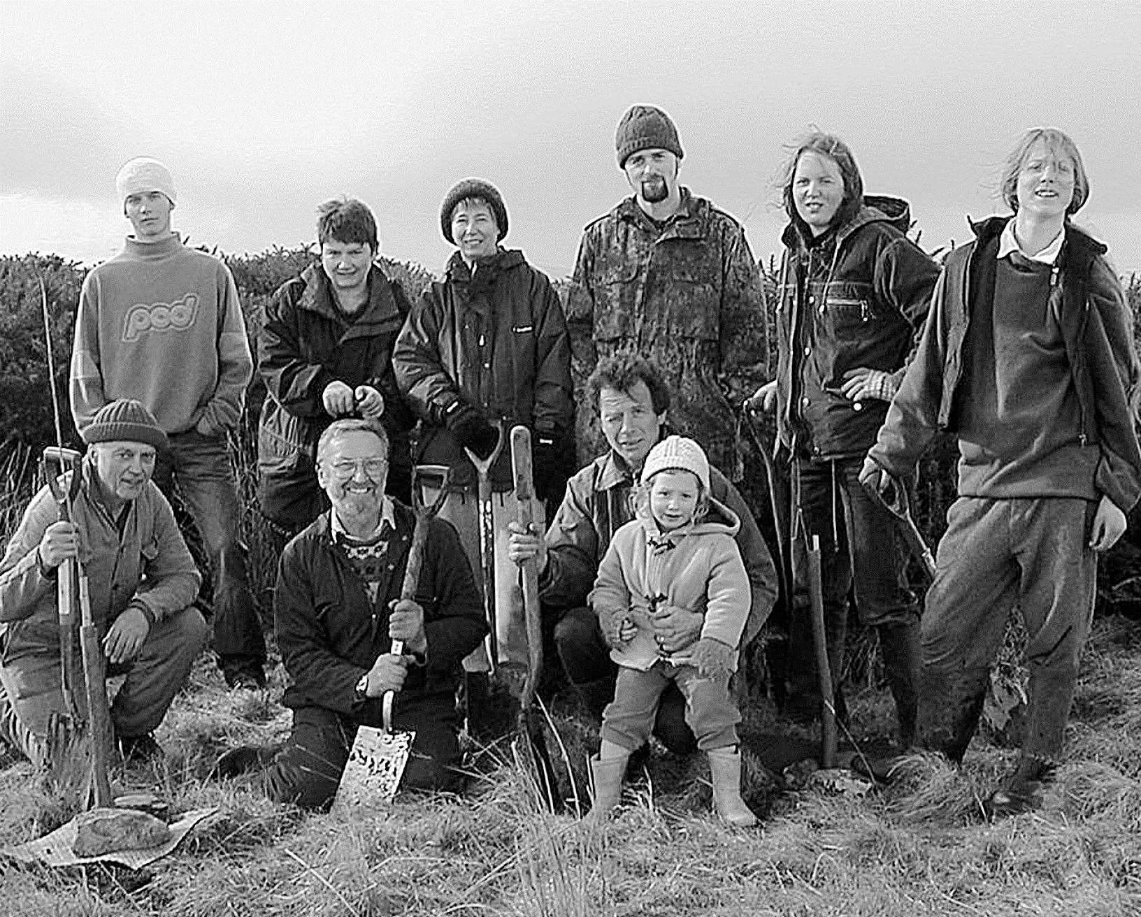 Caithness Countryside Volunteers who in 2004 planted willow and alder trees around a pond at Achreamie to establish cover and shelter for birds.