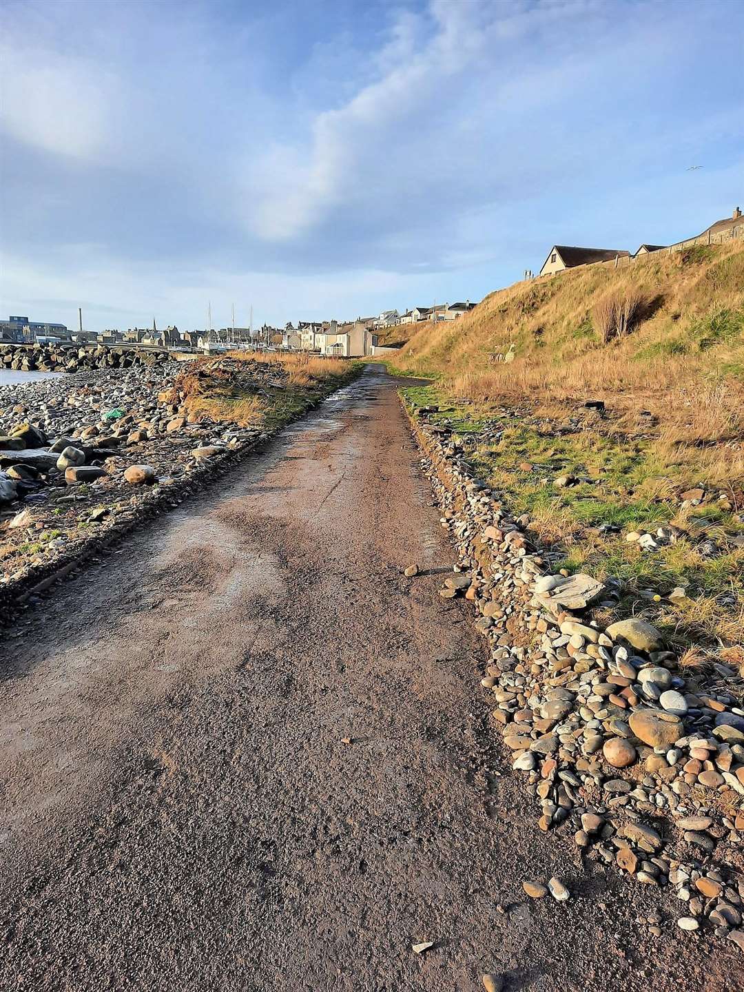 The road leading to North Baths was also cleared of boulders and rubbish left after last week's storm.