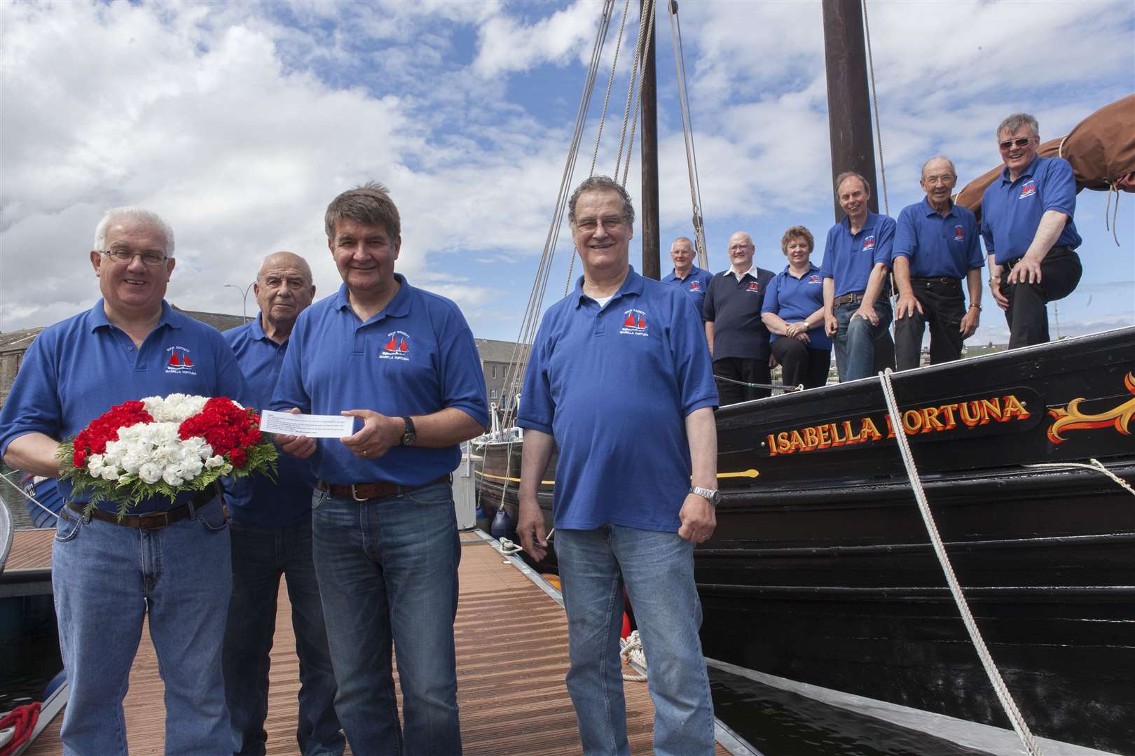 In 2016 the crew of the Wick Society's Isabella Fortuna laid a wreath at the HMS Exmouth wreck site in memory of one of the lost sailors. Picture: Robert MacDonald / Northern Studios
