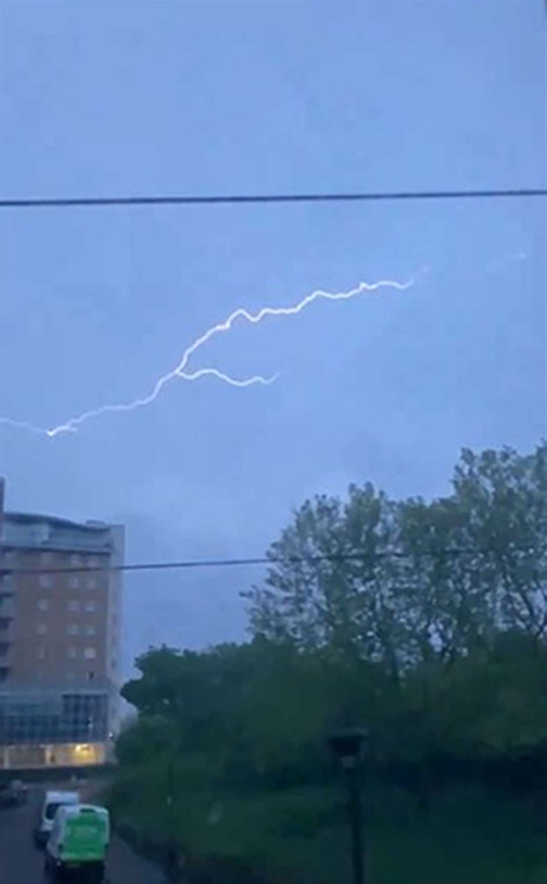 Picture taken with permission from the Twitter feed of @DylanAtLarge of lightning seen in the skies over Bow, east London (Dylan Reynolds/PA)