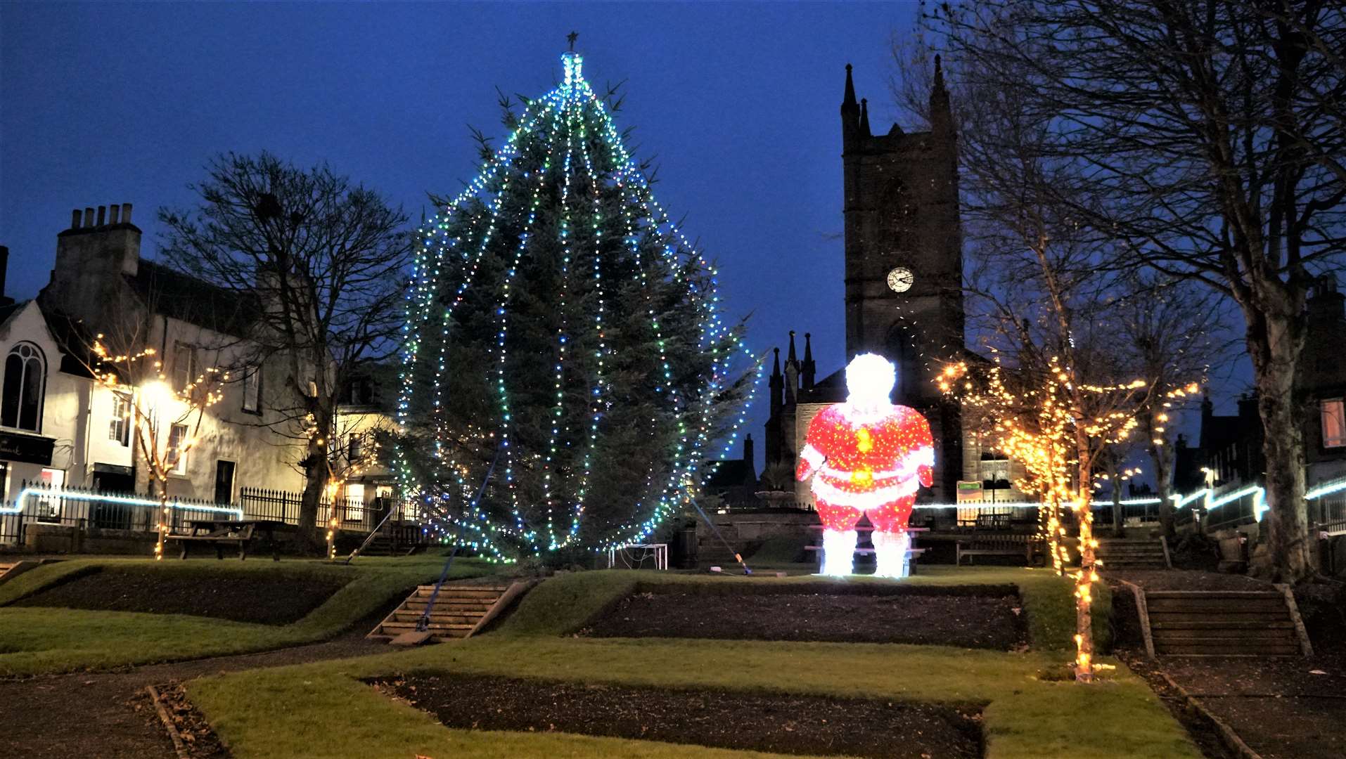 The Christmas lights at Sir John's Square.