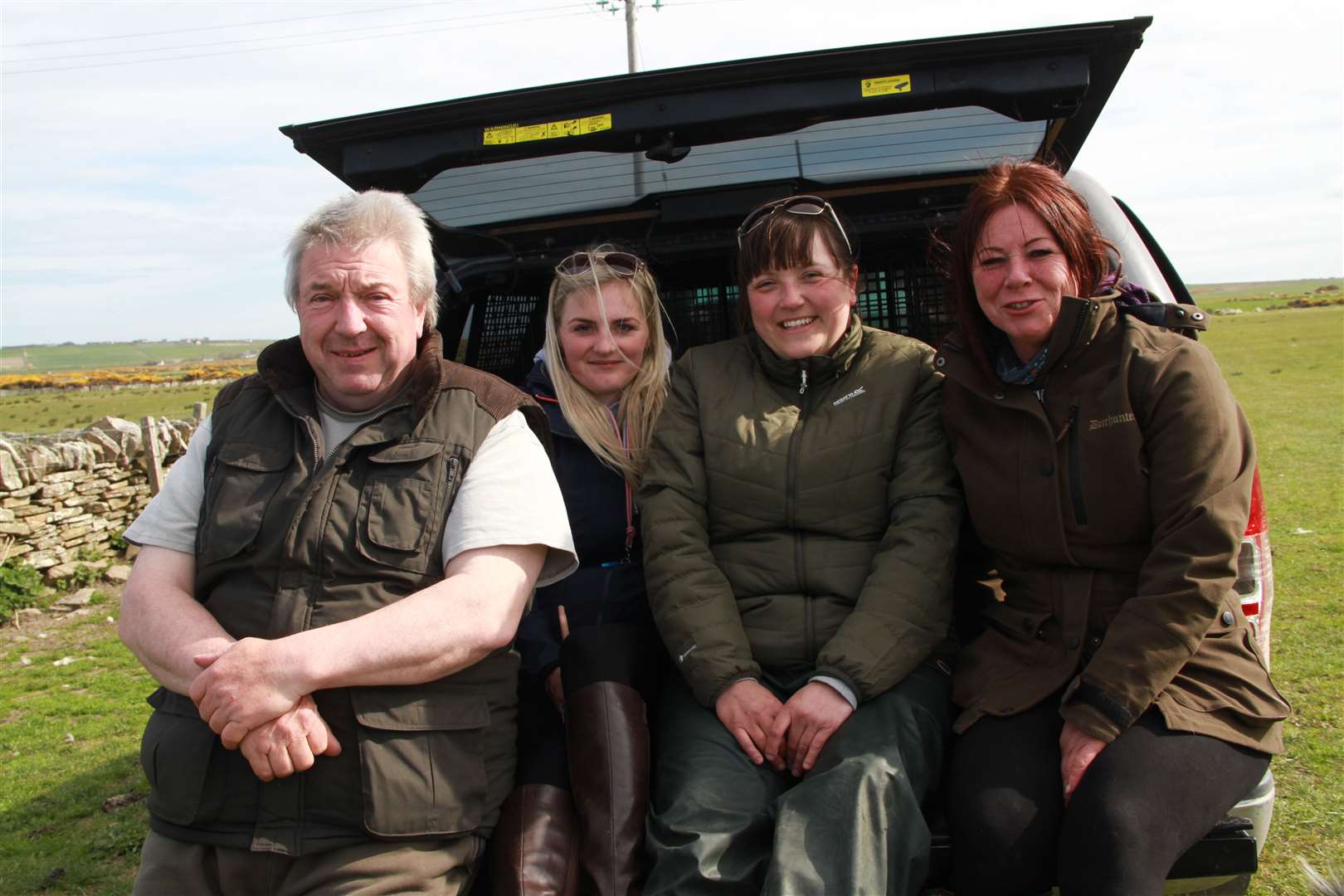 Taking a break during Sunday's trial at Ham Farm (from left) judge Jock Mackenzie with organisers Kelsey Keith, Kirsteen Thorburn and Tina Coghill Robertson.
