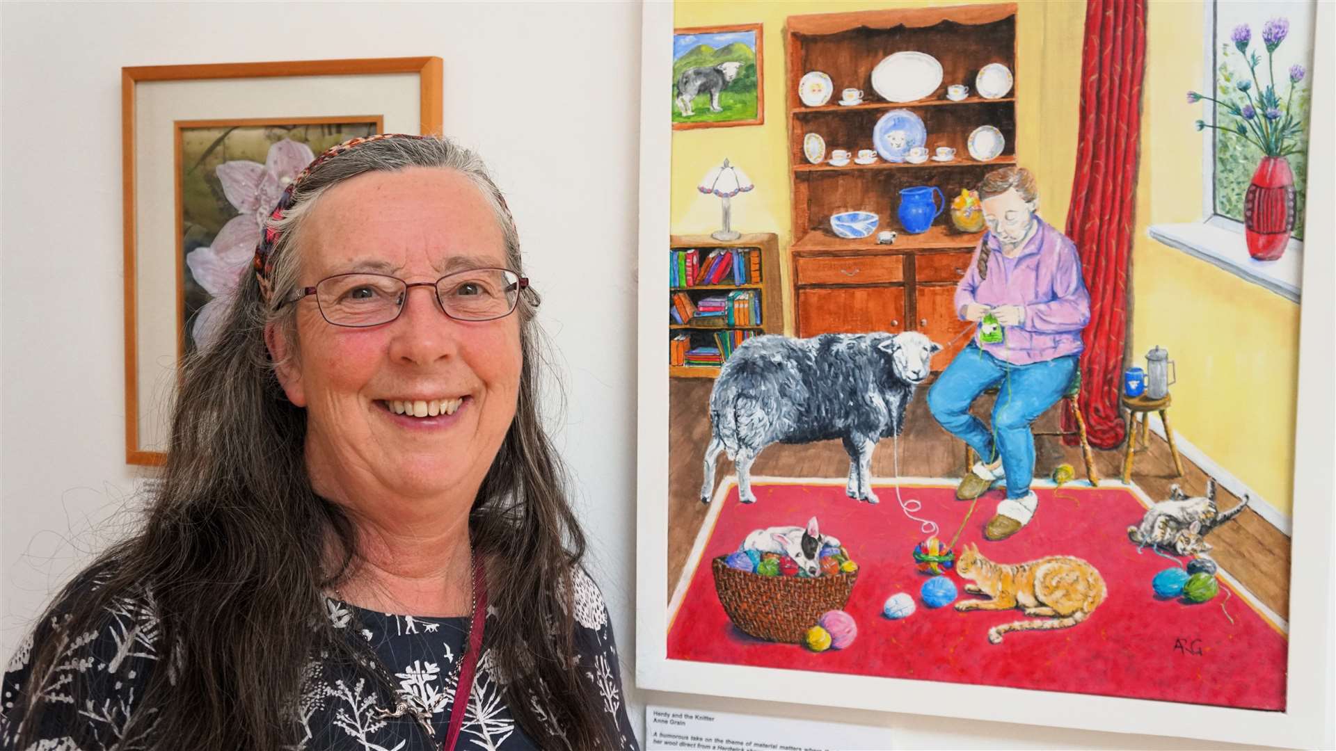 Anne Grain with Herdy and the Knitter which is a humorous take on the show's theme of 'Material Matters'. Picture: DGS
